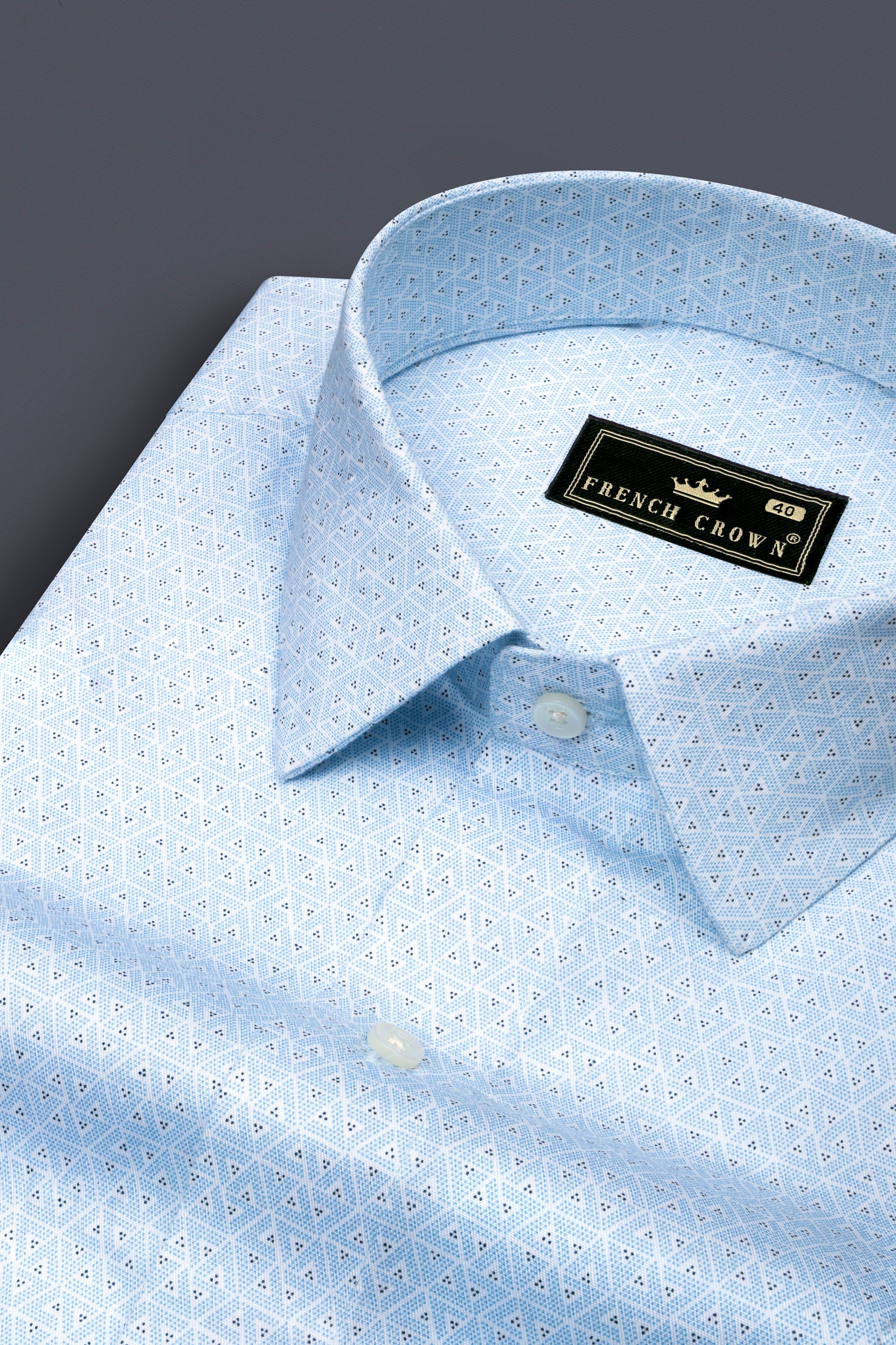 Tropical Blue Small Triangles printed Super Soft Premium Cotton Shirt 12476-38, 12476-H-38, 12476-39, 12476-H-39, 12476-40, 12476-H-40, 12476-42, 12476-H-42, 12476-44, 12476-H-44, 12476-46, 12476-H-46, 12476-48, 12476-H-48, 12476-50, 12476-H-50, 12476-52, 12476-H-52