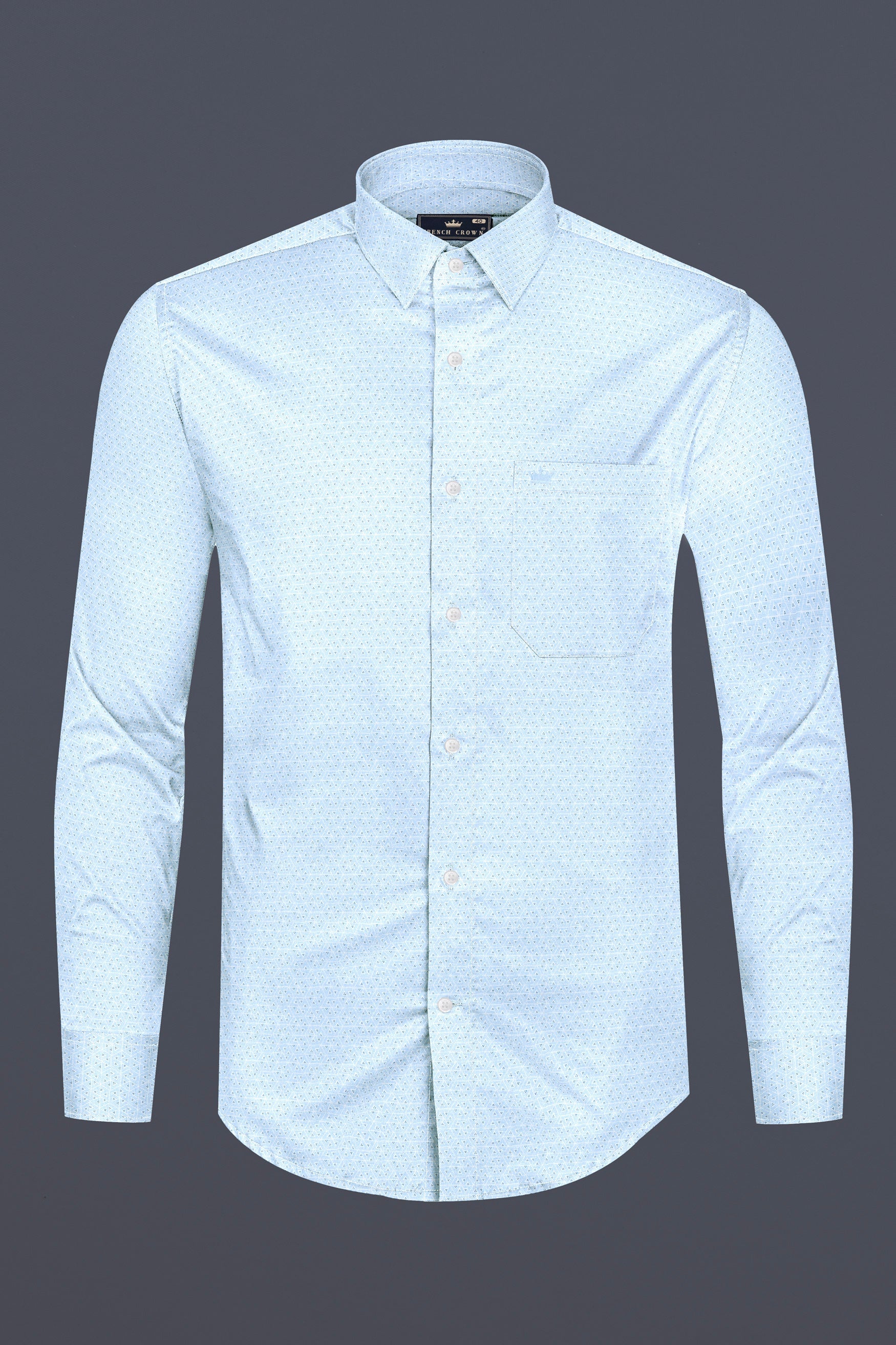 Tropical Blue Small Triangles printed Super Soft Premium Cotton Shirt 12476-38, 12476-H-38, 12476-39, 12476-H-39, 12476-40, 12476-H-40, 12476-42, 12476-H-42, 12476-44, 12476-H-44, 12476-46, 12476-H-46, 12476-48, 12476-H-48, 12476-50, 12476-H-50, 12476-52, 12476-H-52