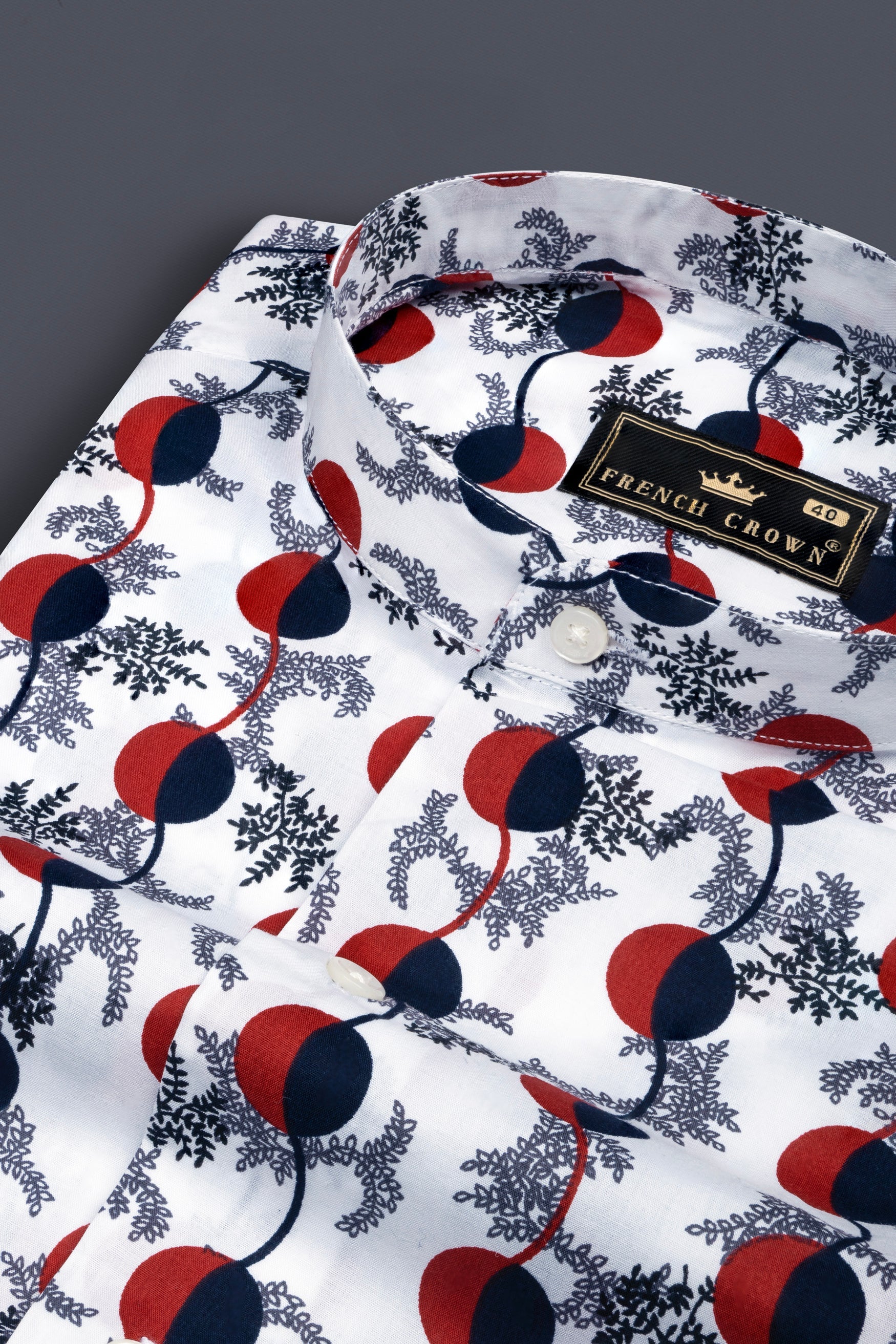 Bright White with Carmine Red and Midnight Blue Printed Poplin Giza Cotton Shirt 12478-M-38, 12478-M-H-38, 12478-M-39, 12478-M-H-39, 12478-M-40, 12478-M-H-40, 12478-M-42, 12478-M-H-42, 12478-M-44, 12478-M-H-44, 12478-M-46, 12478-M-H-46, 12478-M-48, 12478-M-H-48, 12478-M-50, 12478-M-H-50, 12478-M-52, 12478-M-H-52