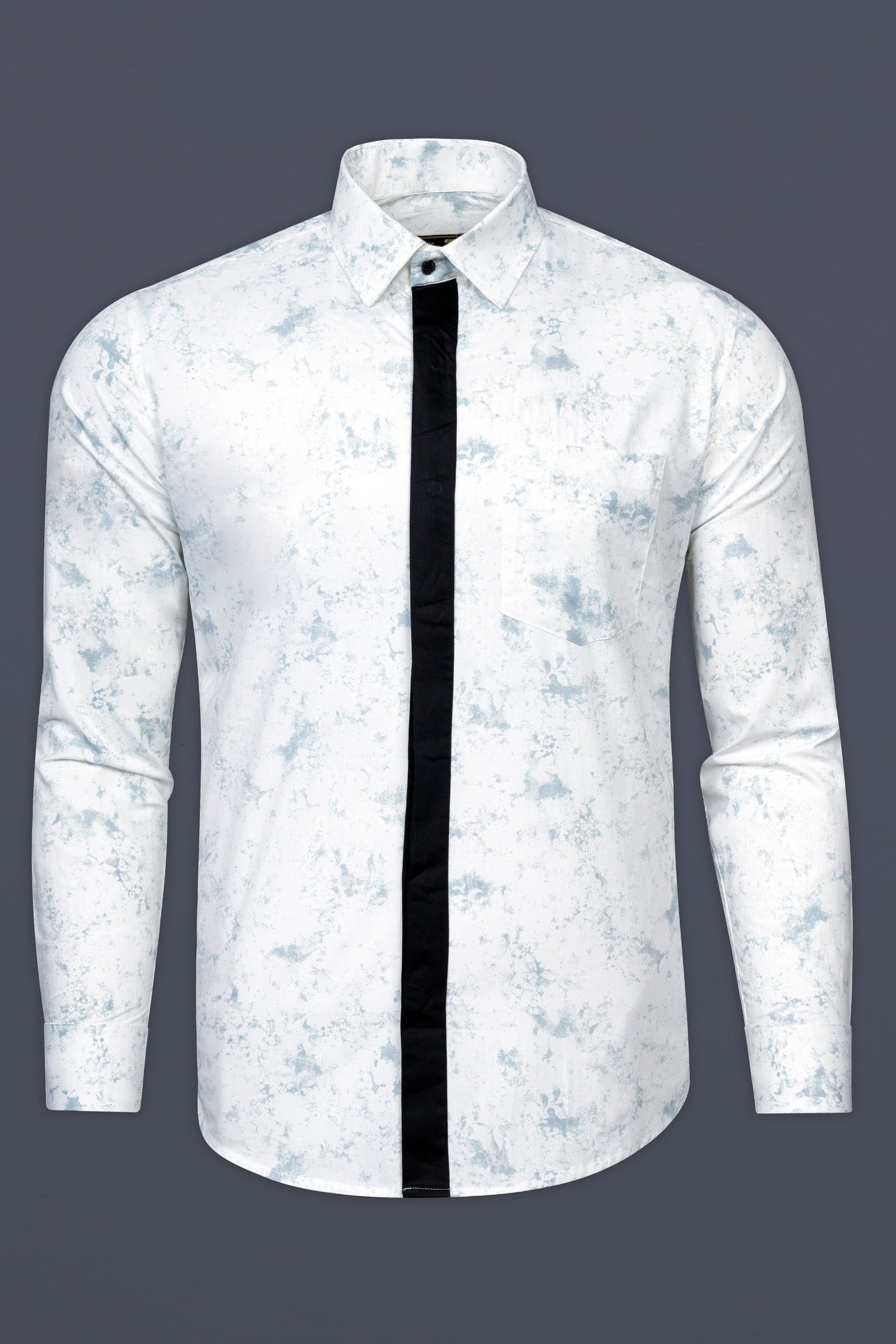 Bright White with French Gray Marble Prints with Black Button Patti Placket Super Soft Premium Designer Shirt 12479-BLK-P880-38, 12479-BLK-P880-H-38, 12479-BLK-P880-39, 12479-BLK-P880-H-39, 12479-BLK-P880-40, 12479-BLK-P880-H-40, 12479-BLK-P880-42, 12479-BLK-P880-H-42, 12479-BLK-P880-44, 12479-BLK-P880-H-44, 12479-BLK-P880-46, 12479-BLK-P880-H-46, 12479-BLK-P880-48, 12479-BLK-P880-H-48, 12479-BLK-P880-50, 12479-BLK-P880-H-50, 12479-BLK-P880-52, 12479-BLK-P880-H-52