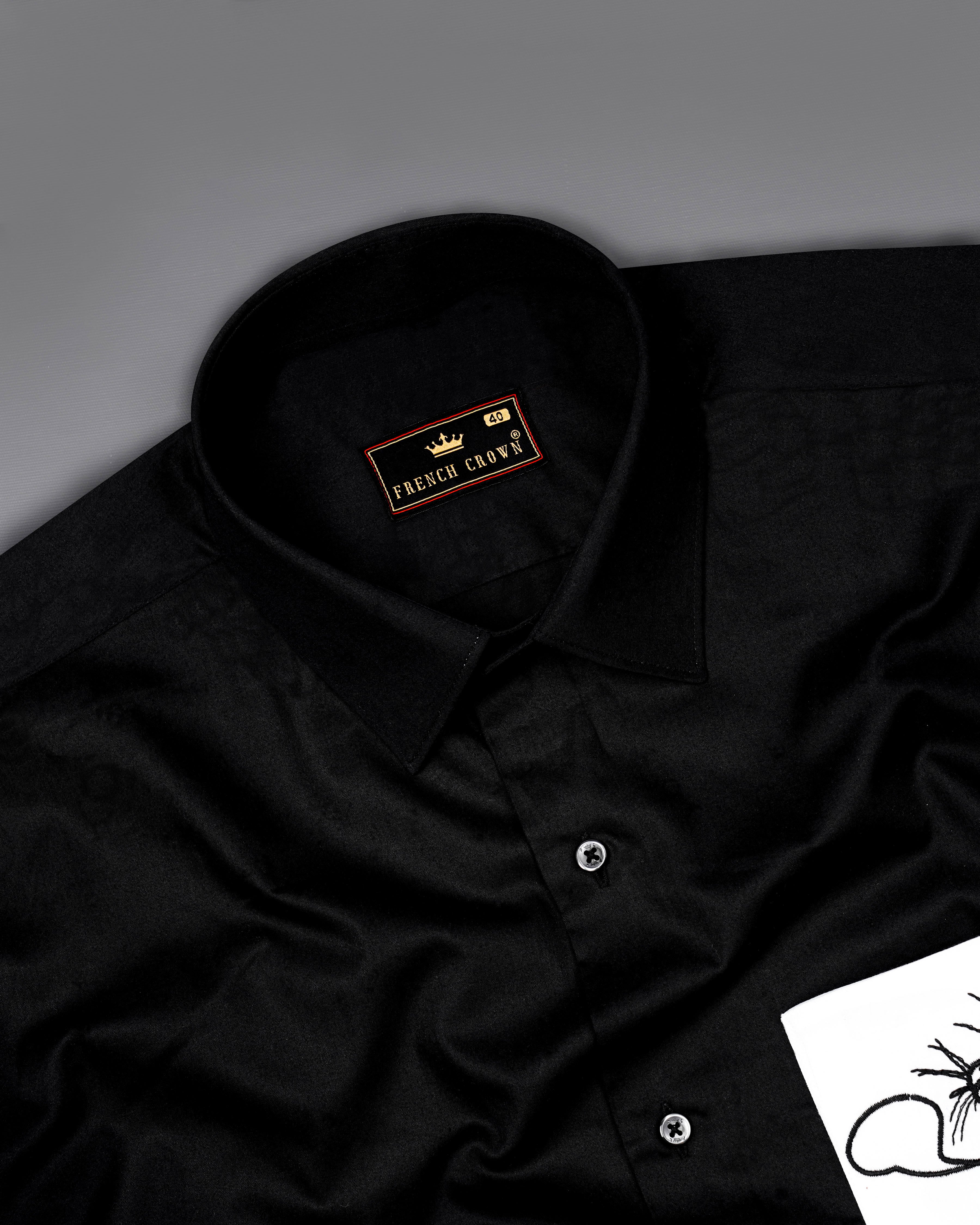 Jade Black With White Patch Pocket Cat Embroidered Super Soft Premium Cotton Shirt 1312-BLK-E001-38, 1312-BLK-E001-H-38, 1312-BLK-E001-39, 1312-BLK-E001-H-39, 1312-BLK-E001-40, 1312-BLK-E001-H-40, 1312-BLK-E001-42, 1312-BLK-E001-H-42, 1312-BLK-E001-44, 1312-BLK-E001-H-44, 1312-BLK-E001-46, 1312-BLK-E001-H-46, 1312-BLK-E001-48, 1312-BLK-E001-H-48, 1312-BLK-E001-50, 1312-BLK-E001-H-50, 1312-BLK-E001-52, 1312-BLK-E001-H-52