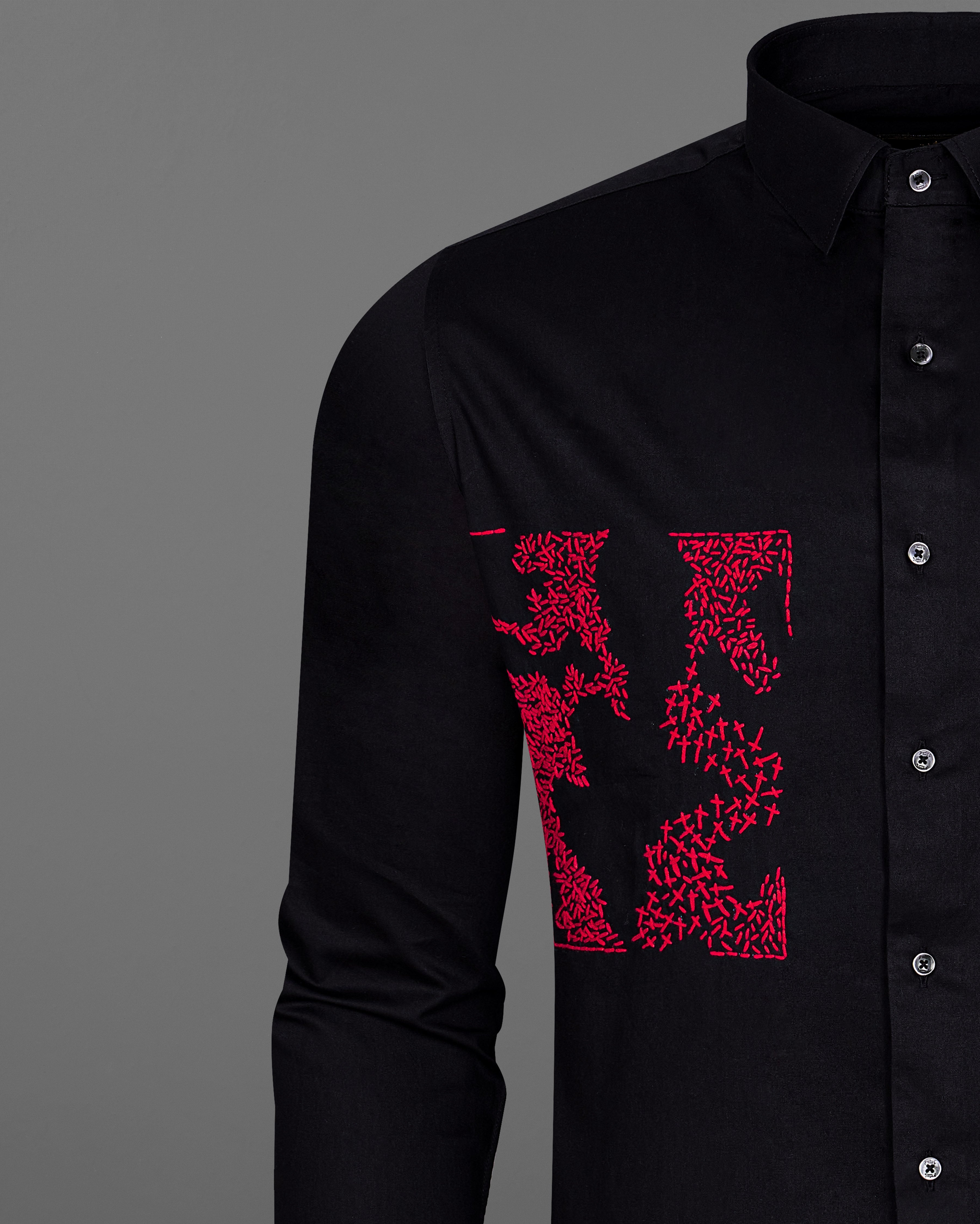 Jade Black with Shiraz Red Embroidered Super Soft Premium Cotton Shirt 1312-BLK-E025-38, 1312-BLK-E025-H-38, 1312-BLK-E025-39, 1312-BLK-E025-H-39, 1312-BLK-E025-40, 1312-BLK-E025-H-40, 1312-BLK-E025-42, 1312-BLK-E025-H-42, 1312-BLK-E025-44, 1312-BLK-E025-H-44, 1312-BLK-E025-46, 1312-BLK-E025-H-46, 1312-BLK-E025-48, 1312-BLK-E025-H-48, 1312-BLK-E025-50, 1312-BLK-E025-H-50, 1312-BLK-E025-52, 1312-BLK-E025-H-52