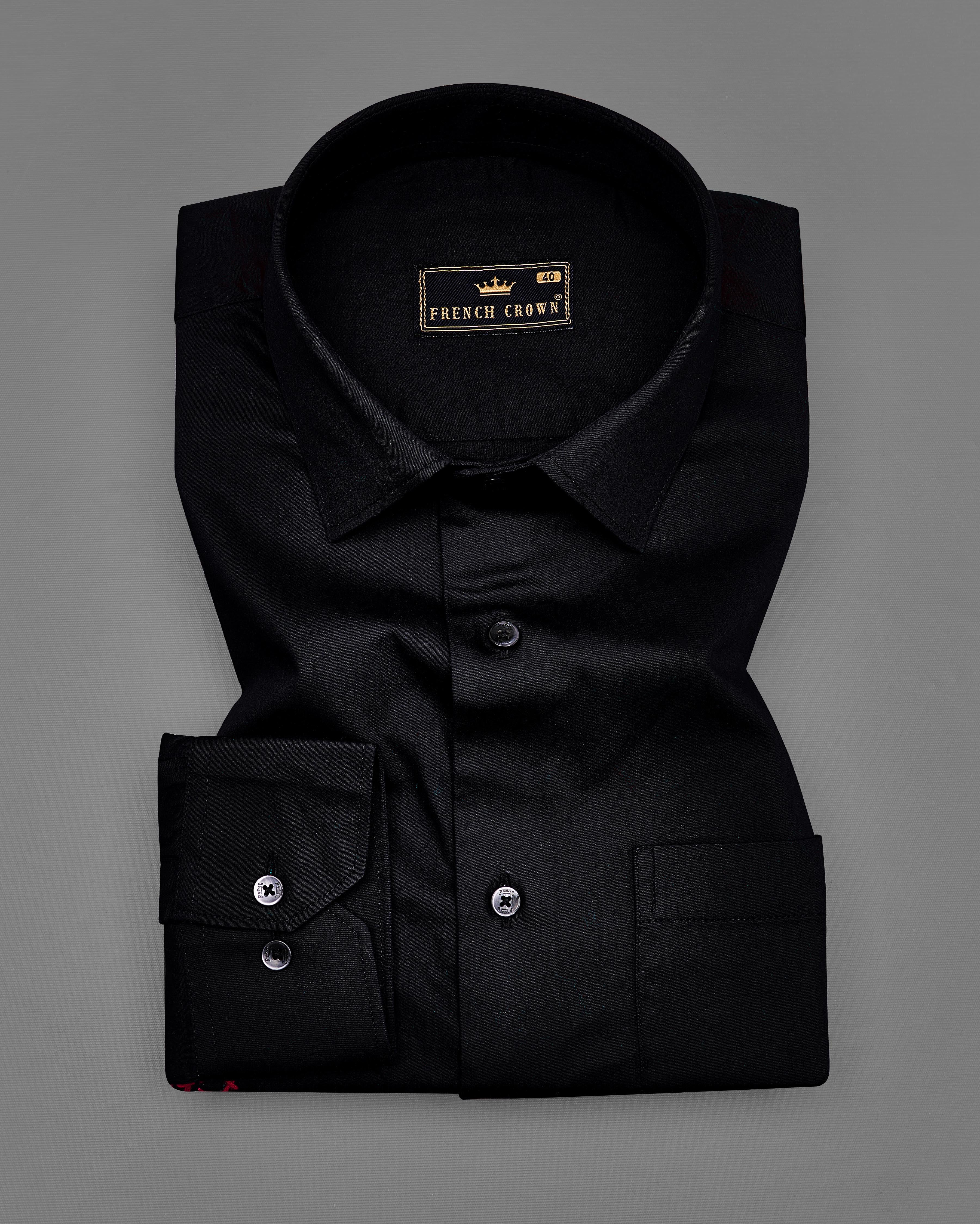 Jade Black with Shiraz Red Embroidered Super Soft Premium Cotton Shirt 1312-BLK-E025-38, 1312-BLK-E025-H-38, 1312-BLK-E025-39, 1312-BLK-E025-H-39, 1312-BLK-E025-40, 1312-BLK-E025-H-40, 1312-BLK-E025-42, 1312-BLK-E025-H-42, 1312-BLK-E025-44, 1312-BLK-E025-H-44, 1312-BLK-E025-46, 1312-BLK-E025-H-46, 1312-BLK-E025-48, 1312-BLK-E025-H-48, 1312-BLK-E025-50, 1312-BLK-E025-H-50, 1312-BLK-E025-52, 1312-BLK-E025-H-52