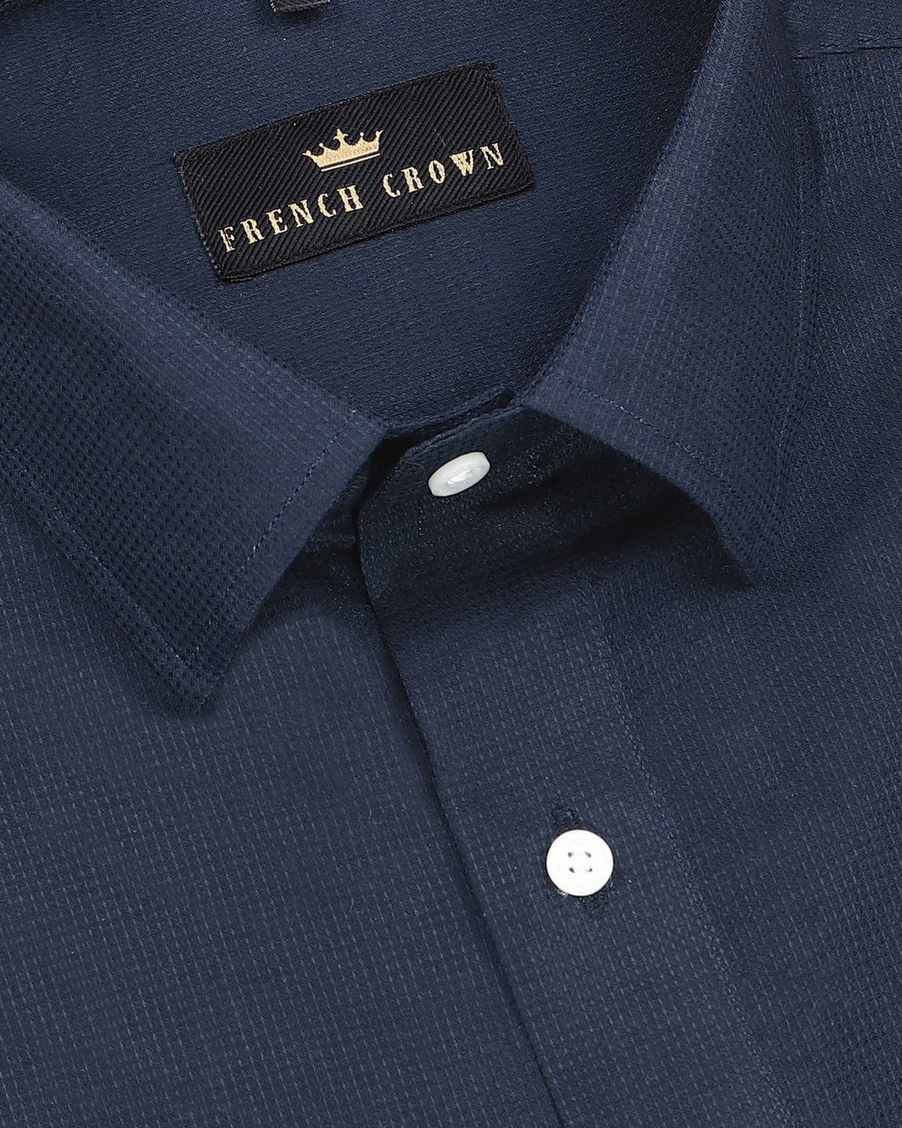 Navy Diamond dobby Giza Cotton shirt