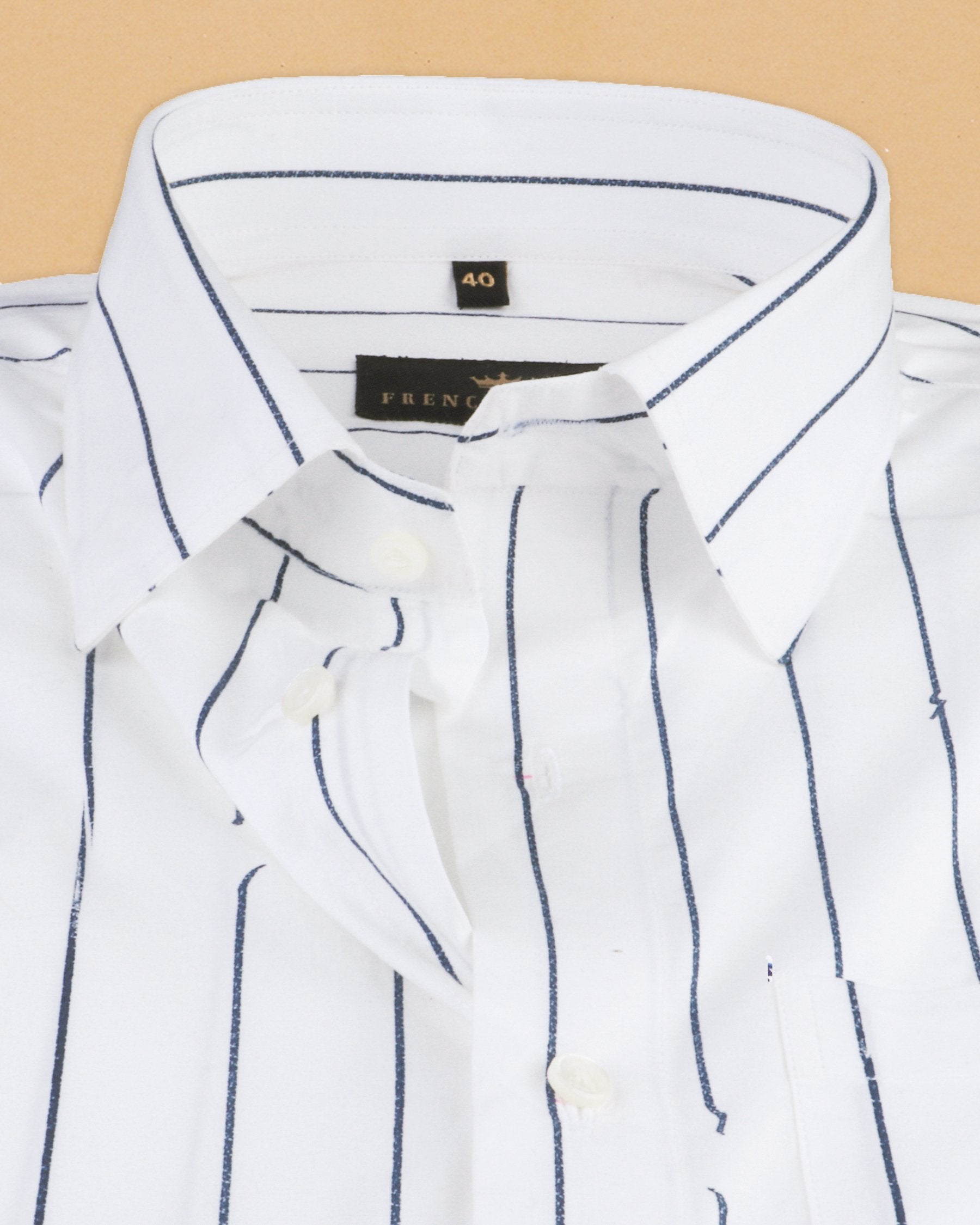 Bright White Broken and Faded Striped premium Cotton Shirt