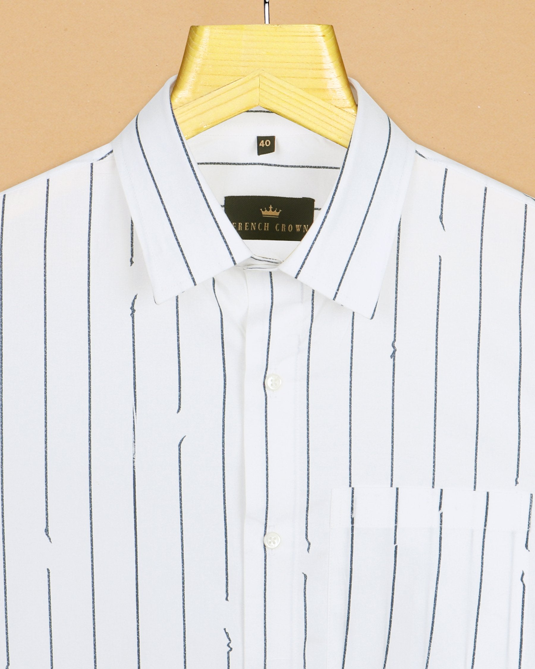 Bright White Broken and Faded Striped premium Cotton Shirt