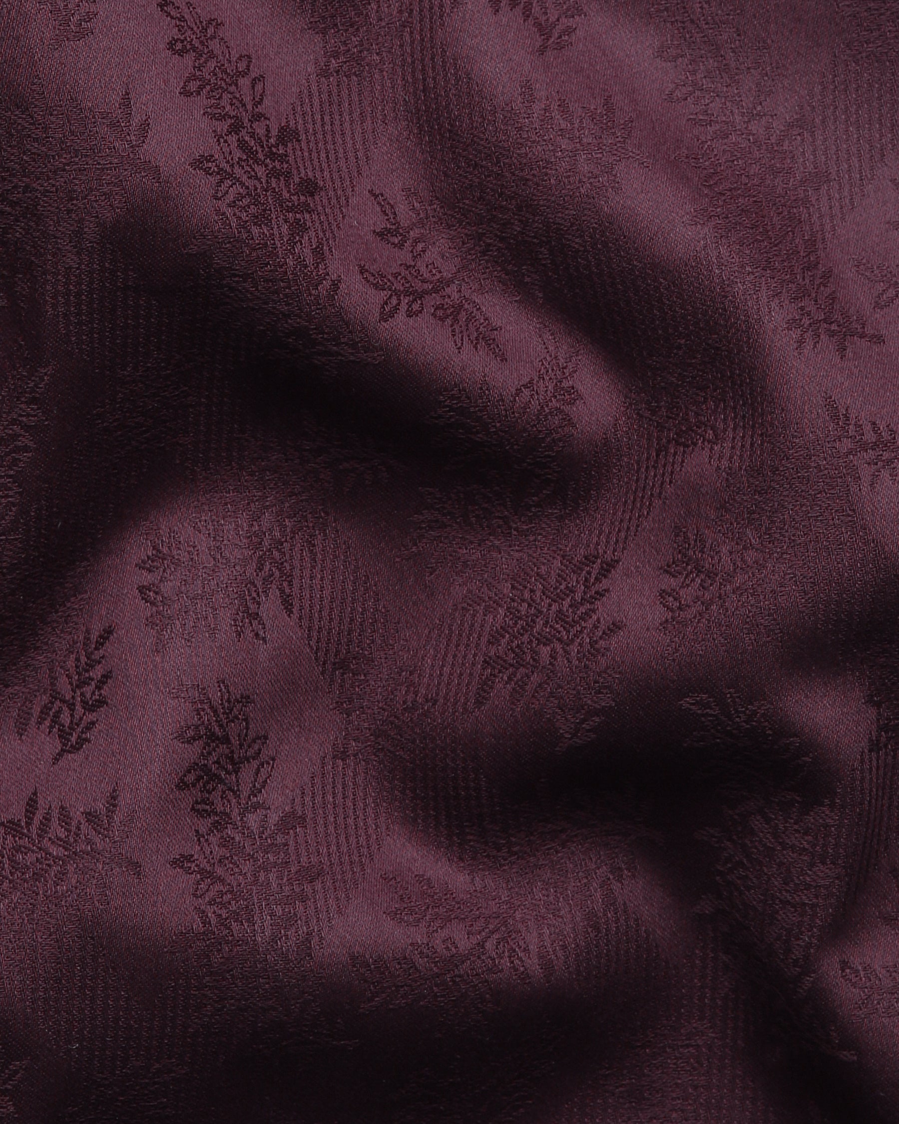 Burgundy Flowers Jacquard Textured Silky Giza Cotton Evening SHIRT
