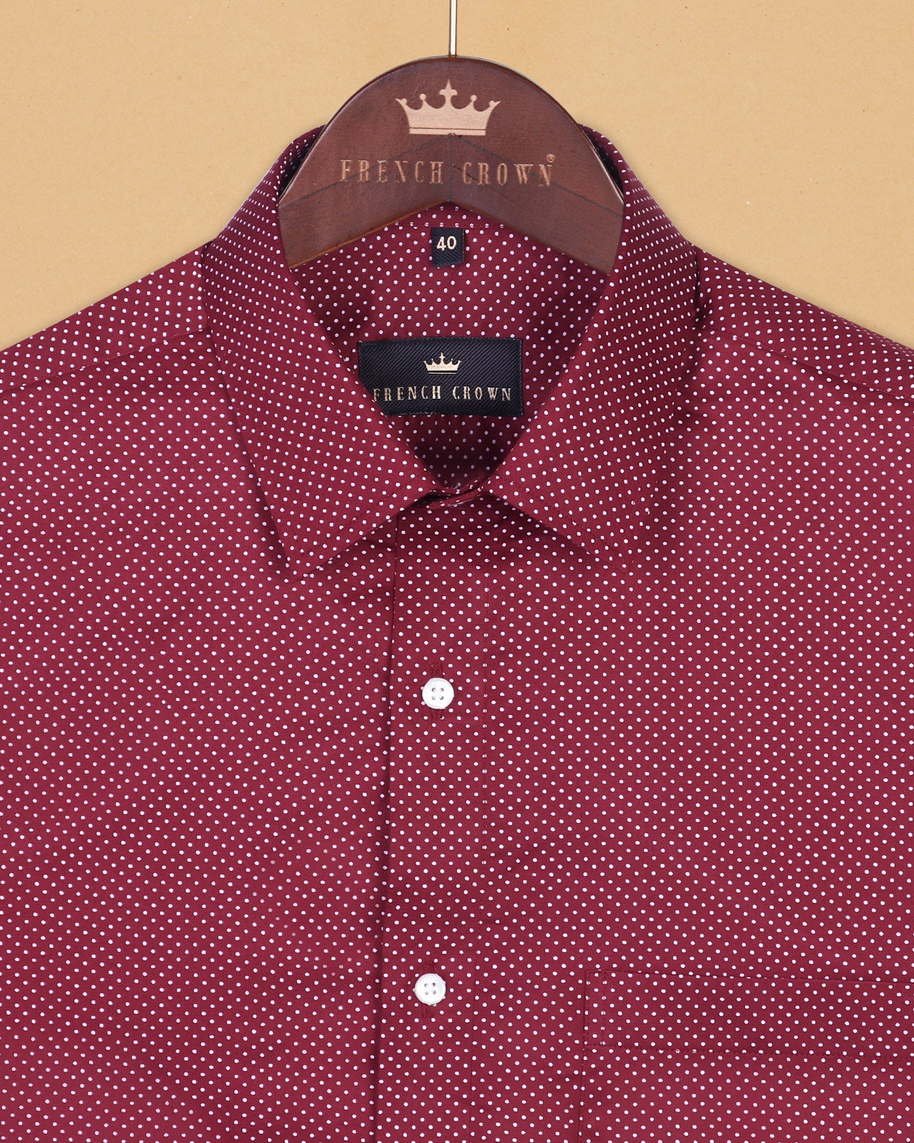 Red with White Micro-Dotted Print Super Soft Giza Cotton SHIRT