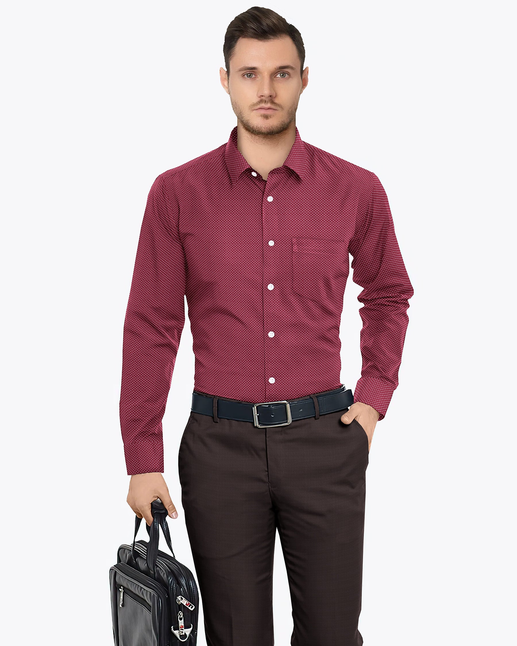 Red with White Micro-Dotted Print Super Soft Giza Cotton SHIRT