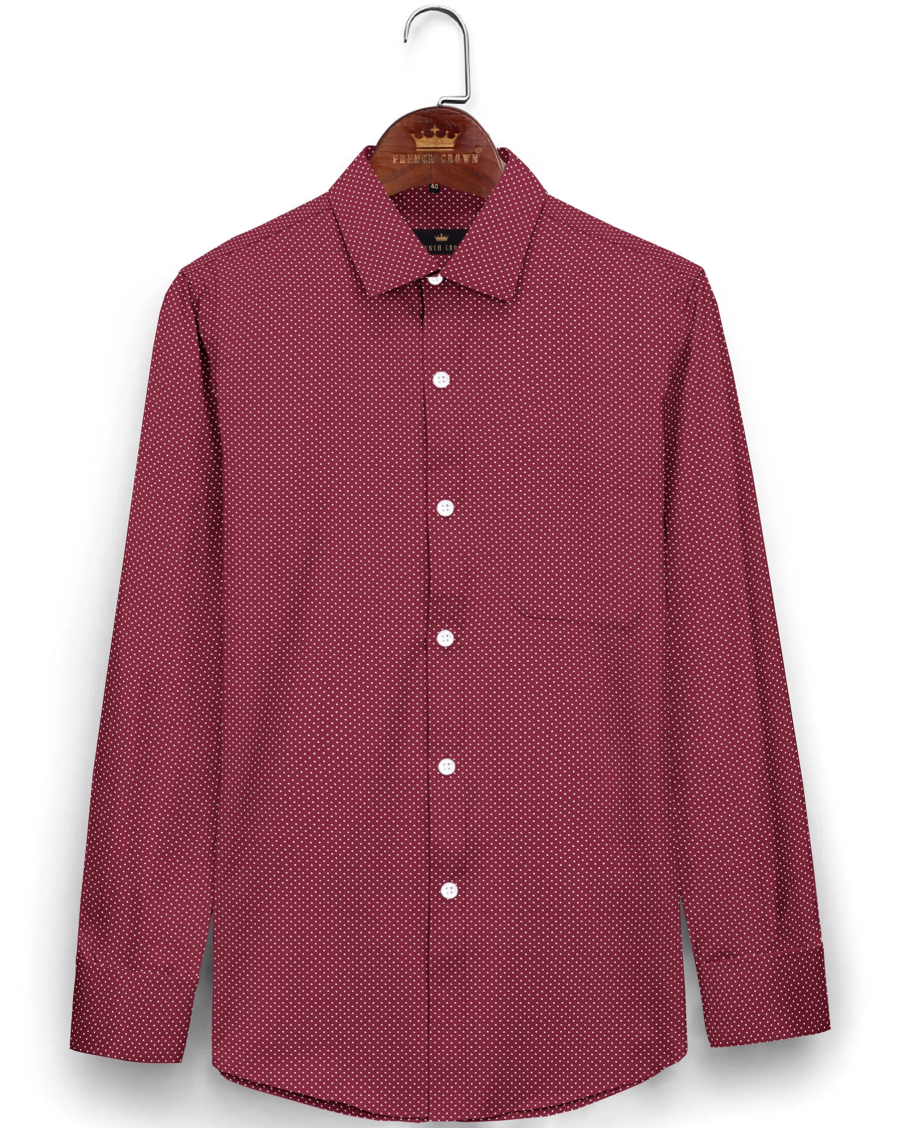 Red with White Micro-Dotted Print Super Soft Giza Cotton SHIRT