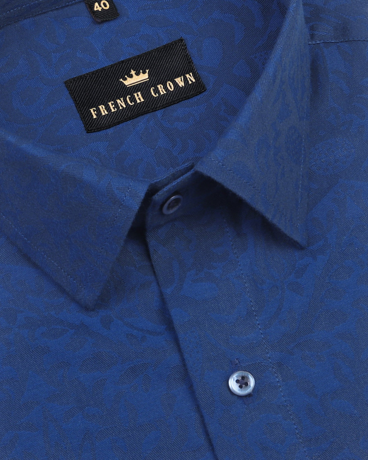 ROYAL BLUE SUPER SOFT FLOWER JACQUARD TEXTURED Giza Cotton shirt