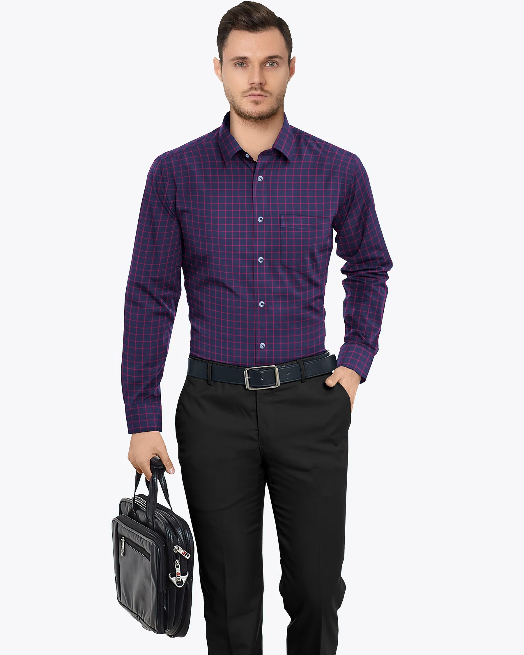 Blue Windowpane Premium Cotton SHIRT