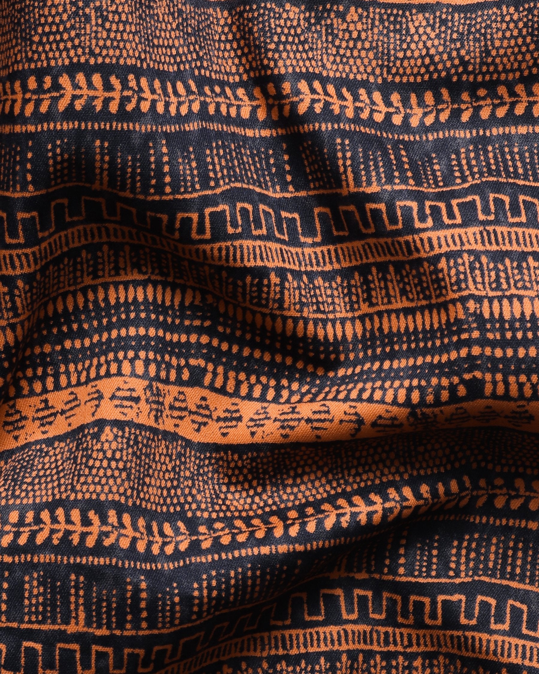 Orange with Navy Ancient wall art Print Brushed Premium Cotton SHIRT