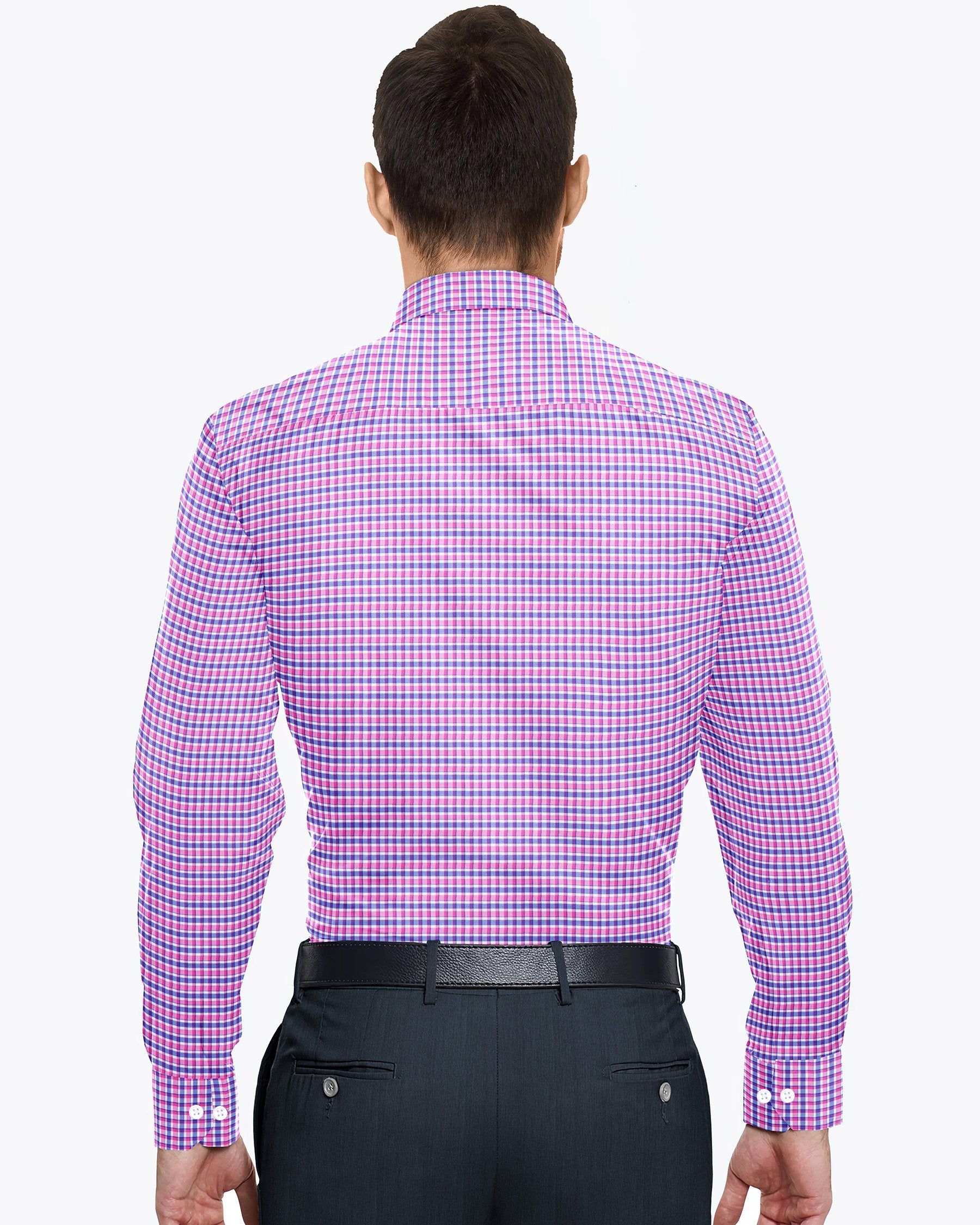 Fuchsia Pink with Blue Gingham Premium Cotton SHIRT