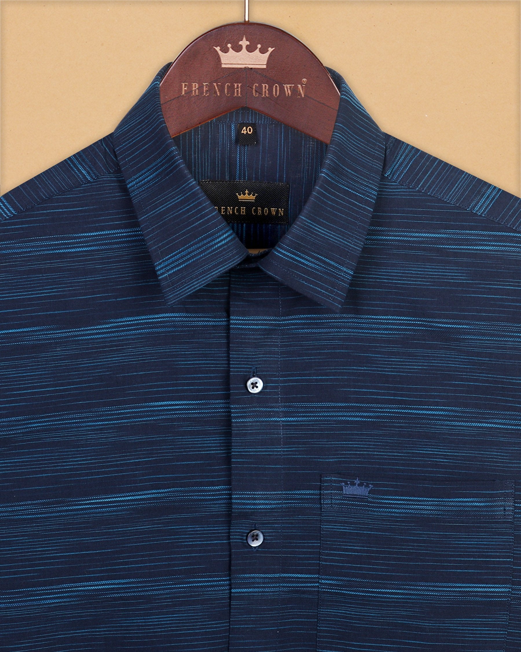 Navy Slubbed Luxurious Linen-Cotton Blend Shirt