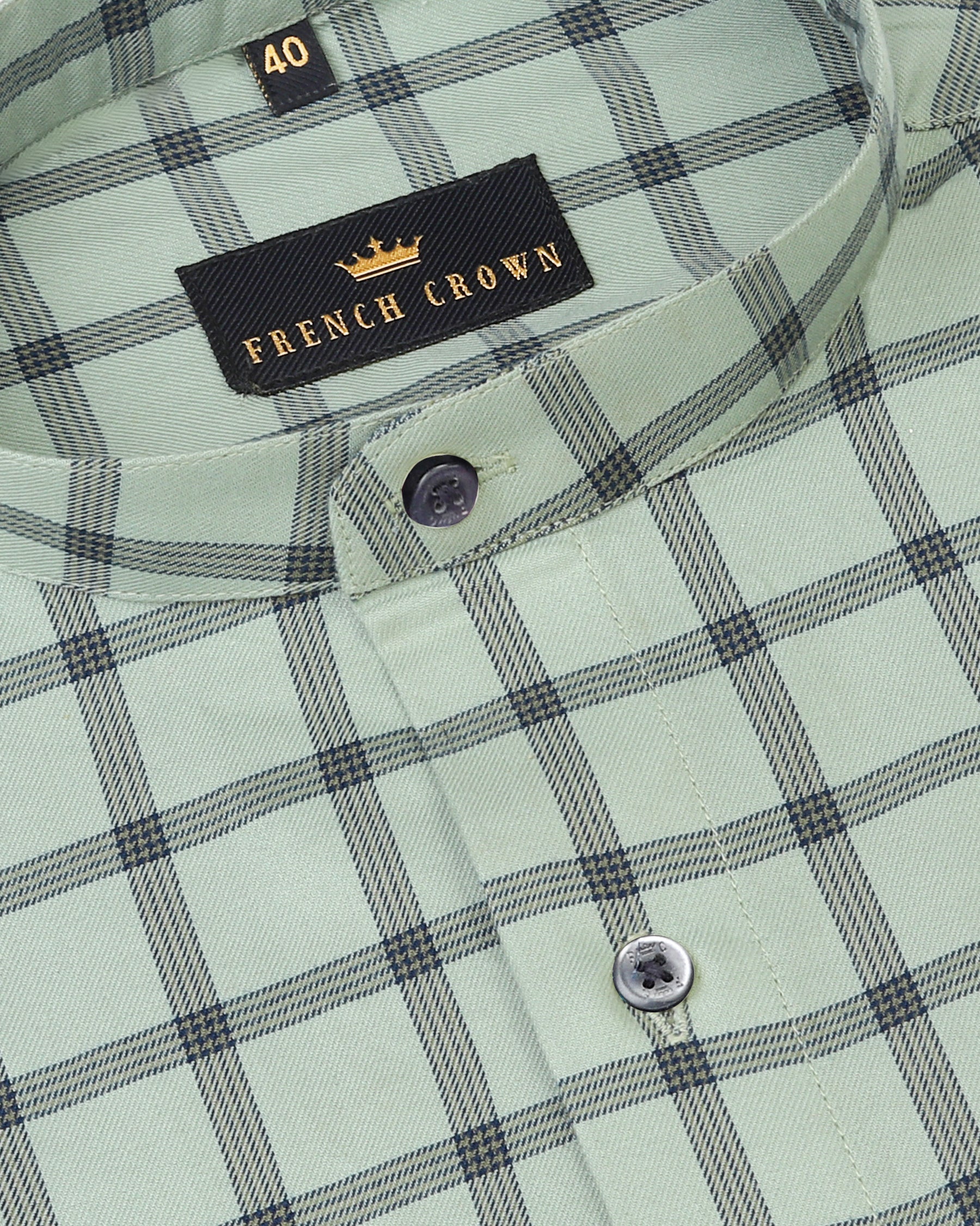 Sage Green Windowpane Premium Cotton SHIRT