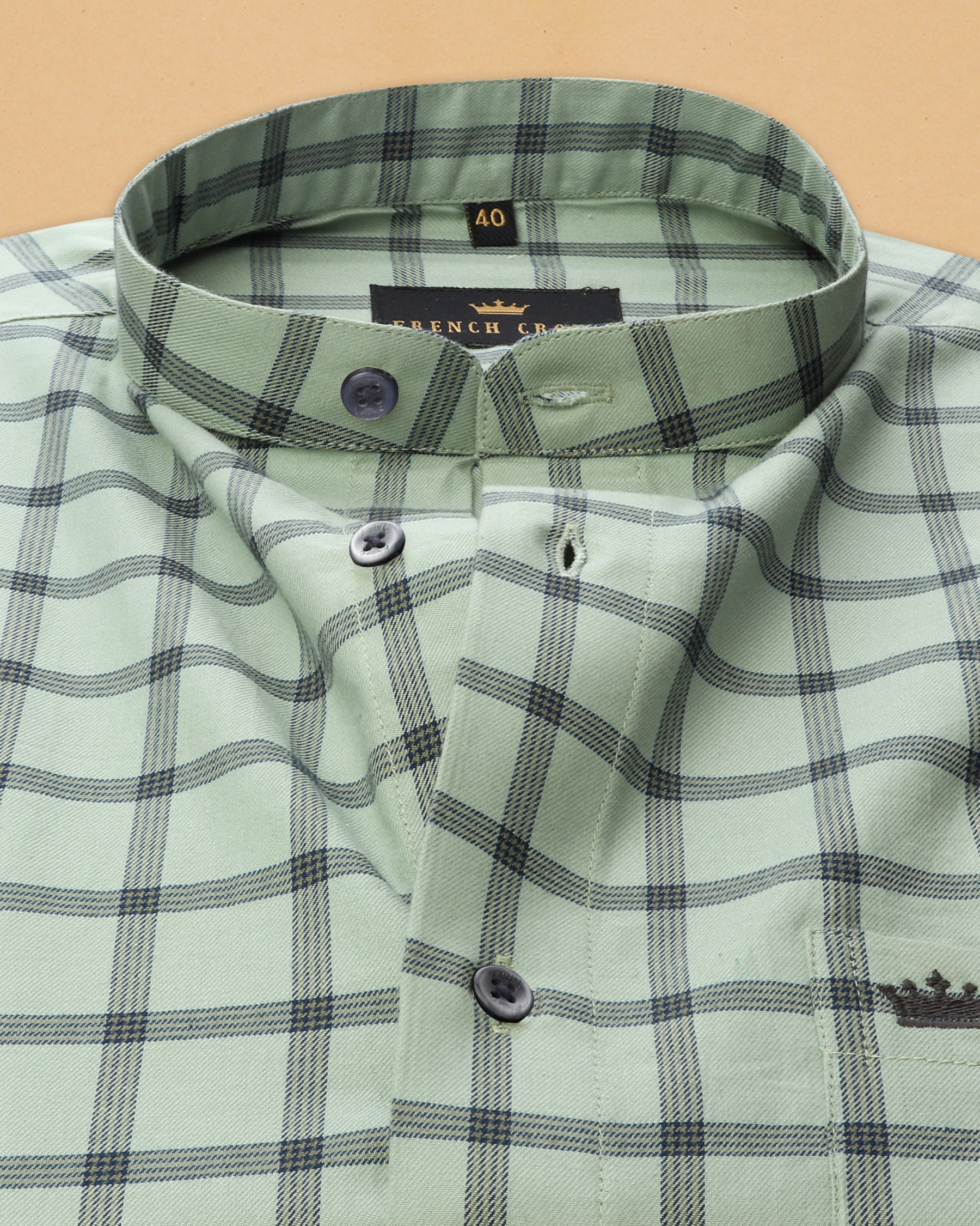 Sage Green Windowpane Premium Cotton SHIRT