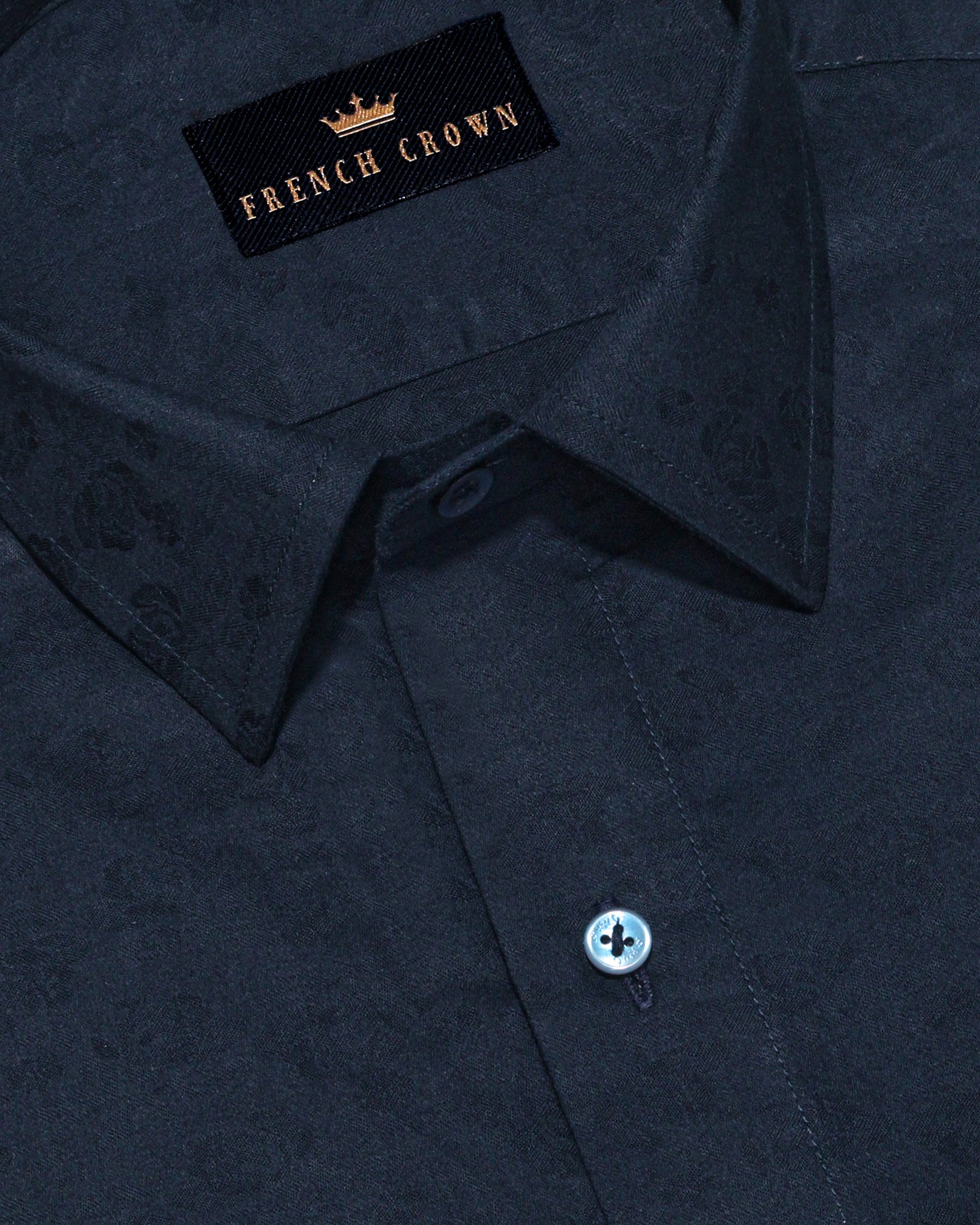 Blue Rose Jacquard Textured Silky Giza Cotton Evening SHIRT