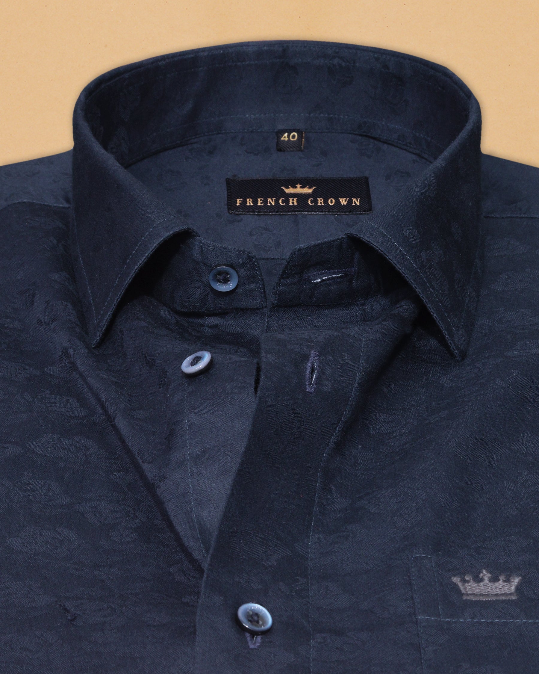 Blue Rose Jacquard Textured Silky Giza Cotton Evening SHIRT