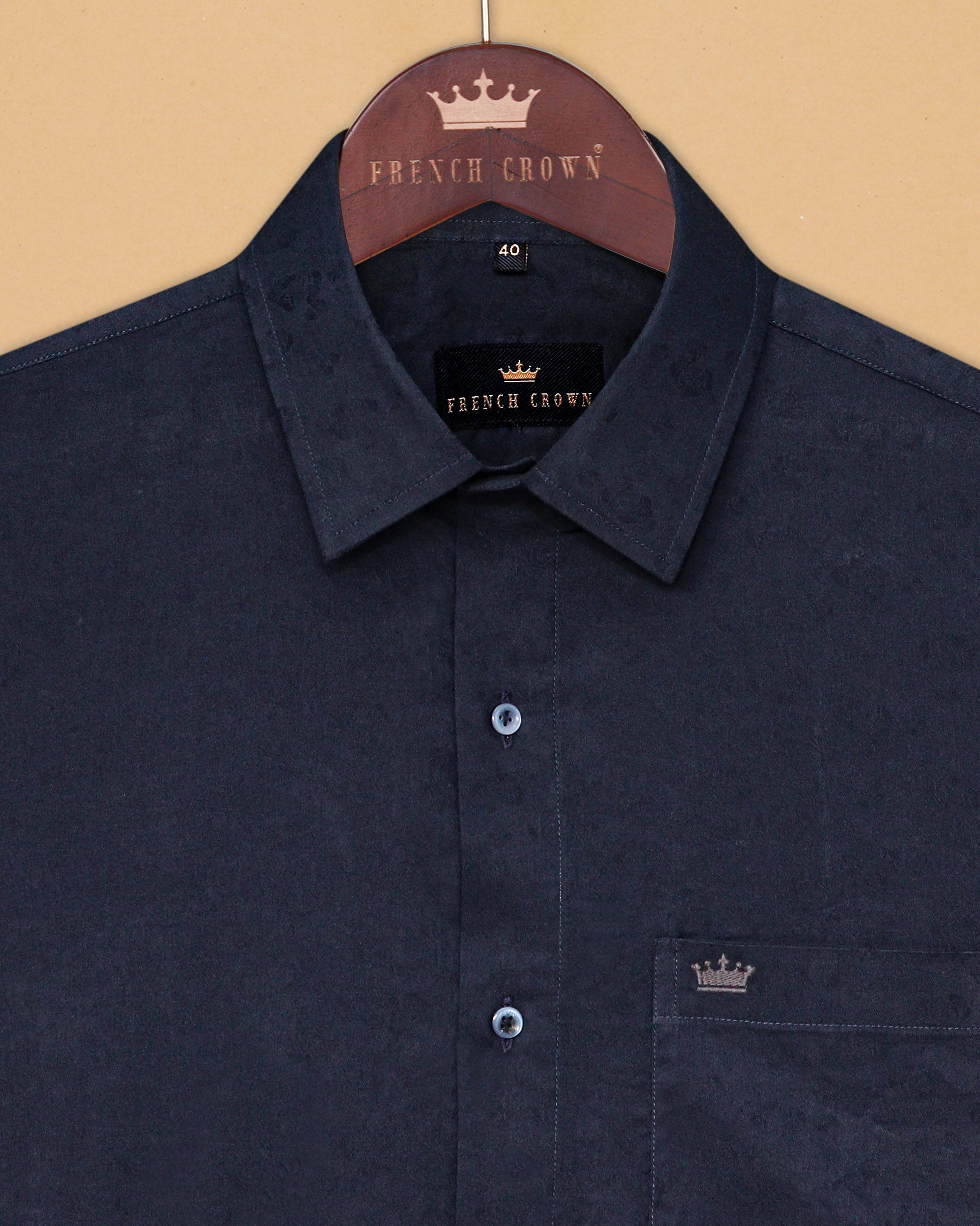 Blue Rose Jacquard Textured Silky Giza Cotton Evening SHIRT