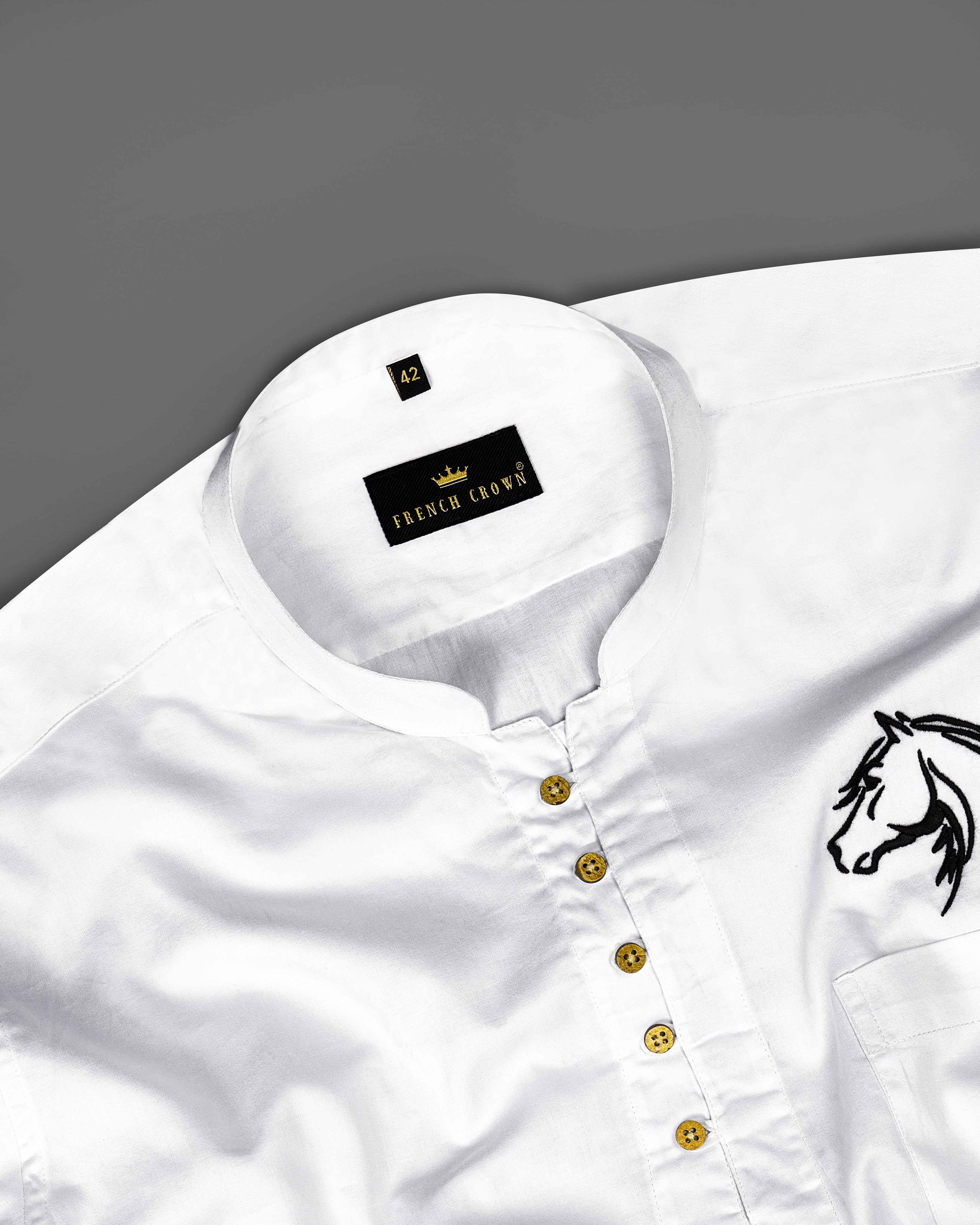 Bright White Horse Embroidered Super Soft Premium Cotton Kurta Shirt 2670-KS-E026-38, 2670-KS-E026-H-38, 2670-KS-E026-39, 2670-KS-E026-H-39, 2670-KS-E026-40, 2670-KS-E026-H-40, 2670-KS-E026-42, 2670-KS-E026-H-42, 2670-KS-E026-44, 2670-KS-E026-H-44, 2670-KS-E026-46, 2670-KS-E026-H-46, 2670-KS-E026-48, 2670-KS-E026-H-48, 2670-KS-E026-50, 2670-KS-E026-H-50, 2670-KS-E026-52, 2670-KS-E026-H-52
