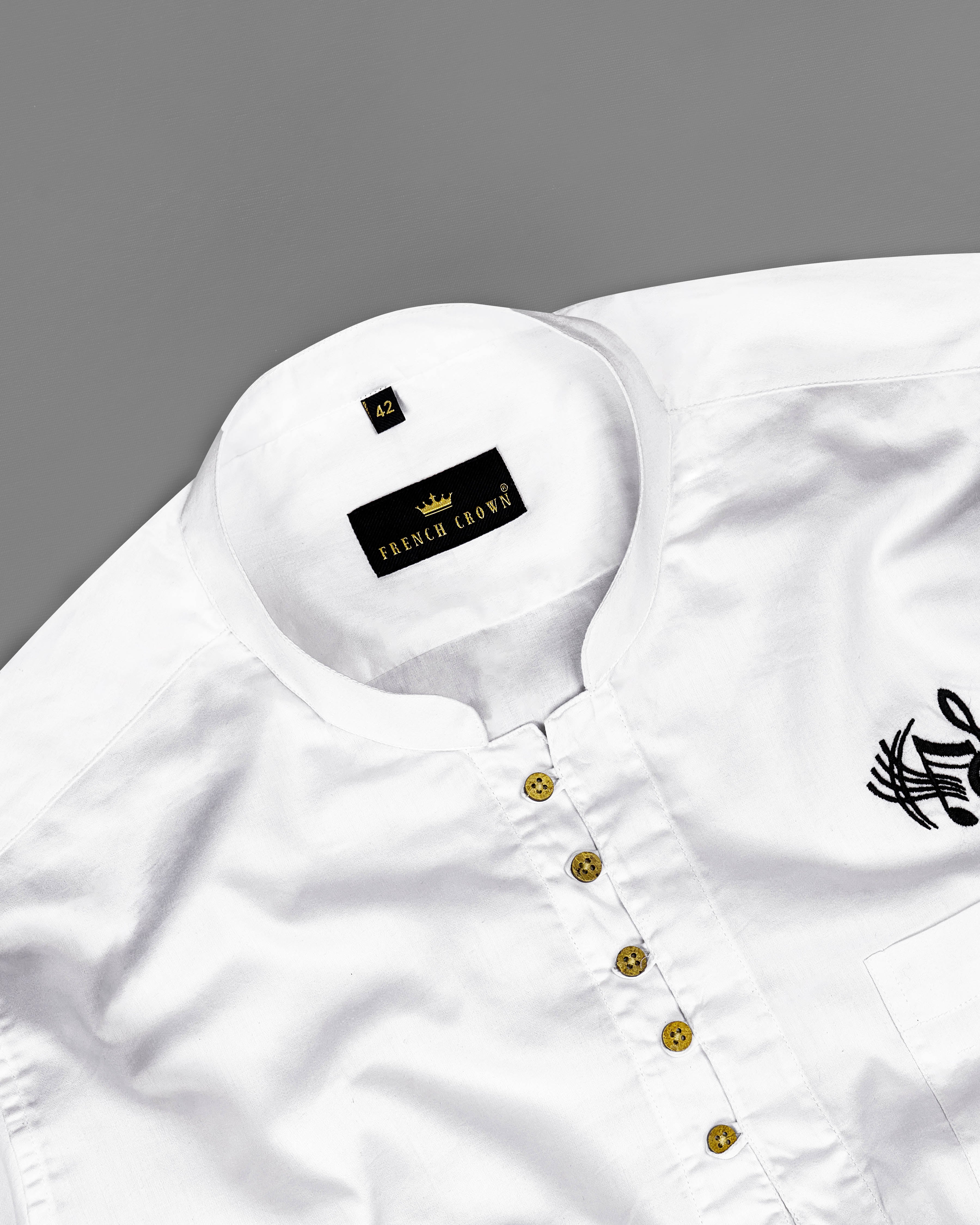 Bright White Music Sign Embroidered Super Soft Premium Cotton Kurta Shirt 2670-KS-E028-38, 2670-KS-E028-H-38, 2670-KS-E028-39, 2670-KS-E028-H-39, 2670-KS-E028-40, 2670-KS-E028-H-40, 2670-KS-E028-42, 2670-KS-E028-H-42, 2670-KS-E028-44, 2670-KS-E028-H-44, 2670-KS-E028-46, 2670-KS-E028-H-46, 2670-KS-E028-48, 2670-KS-E028-H-48, 2670-KS-E028-50, 2670-KS-E028-H-50, 2670-KS-E028-52, 2670-KS-E028-H-52