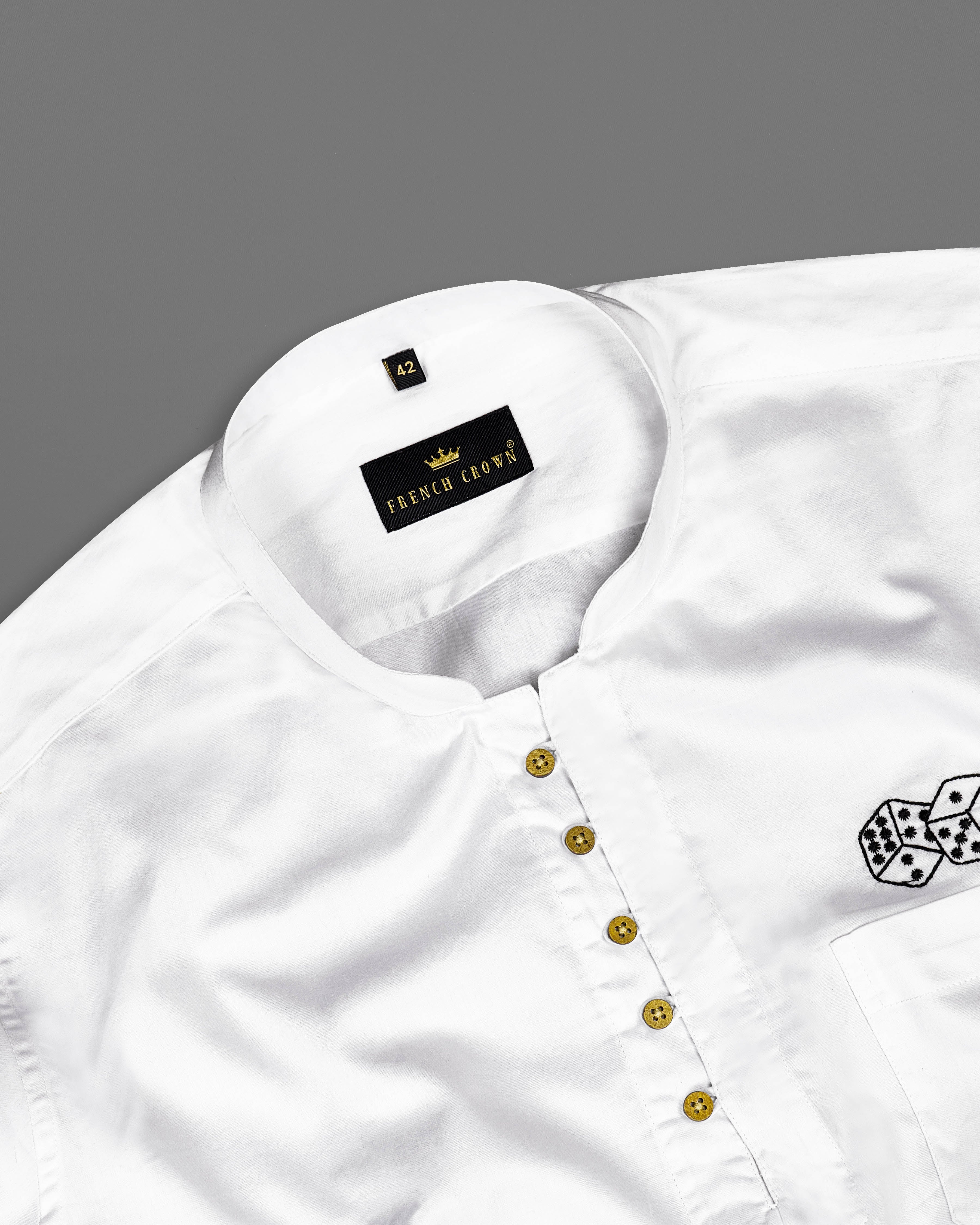Bright White Dice Embroidered Super Soft Premium Cotton Kurta Shirt 2670-KS-E030-38, 2670-KS-E030-H-38, 2670-KS-E030-39, 2670-KS-E030-H-39, 2670-KS-E030-40, 2670-KS-E030-H-40, 2670-KS-E030-42, 2670-KS-E030-H-42, 2670-KS-E030-44, 2670-KS-E030-H-44, 2670-KS-E030-46, 2670-KS-E030-H-46, 2670-KS-E030-48, 2670-KS-E030-H-48, 2670-KS-E030-50, 2670-KS-E030-H-50, 2670-KS-E030-52, 2670-KS-E030-H-52