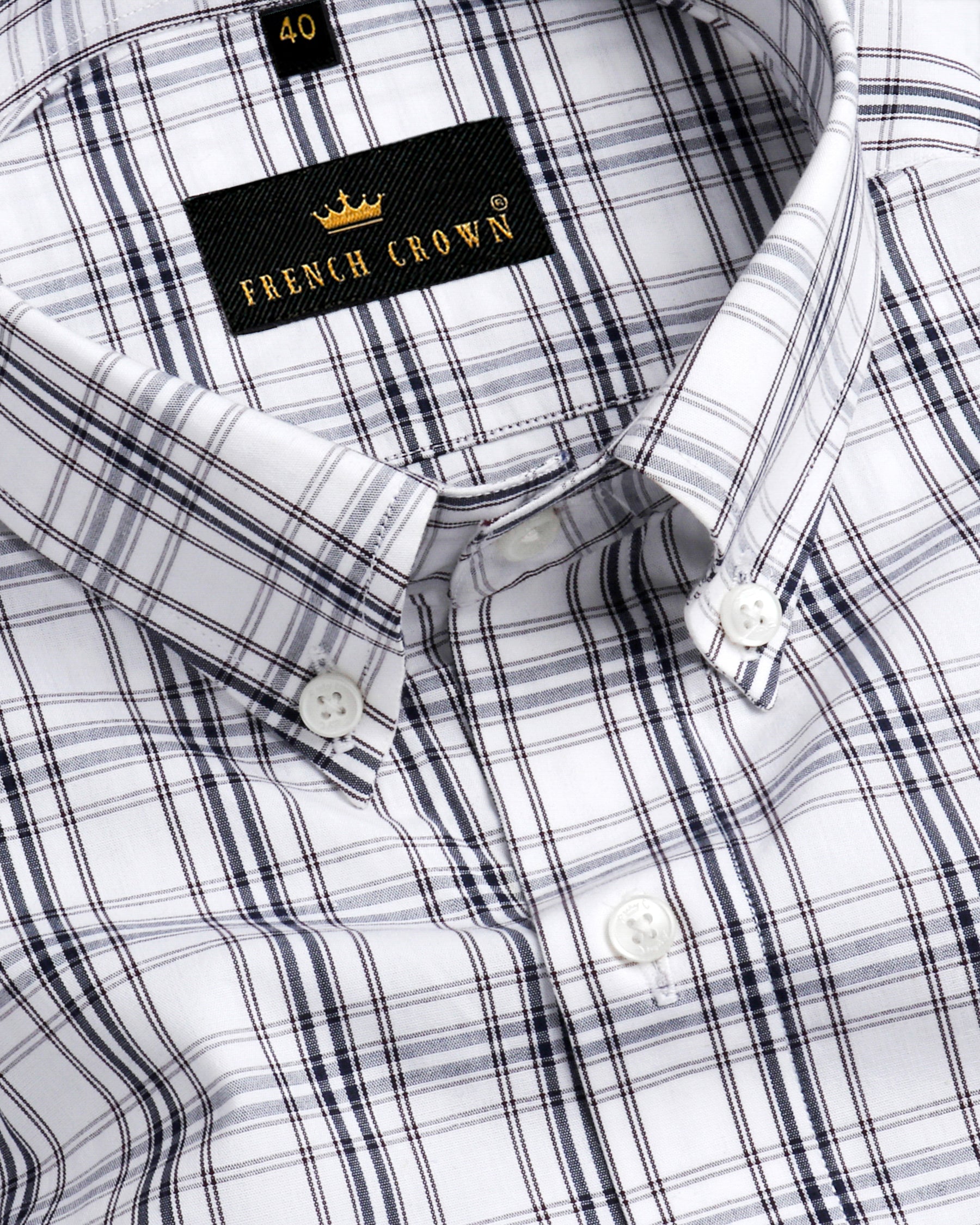 Bright White Plaid Premium Cotton Shirt