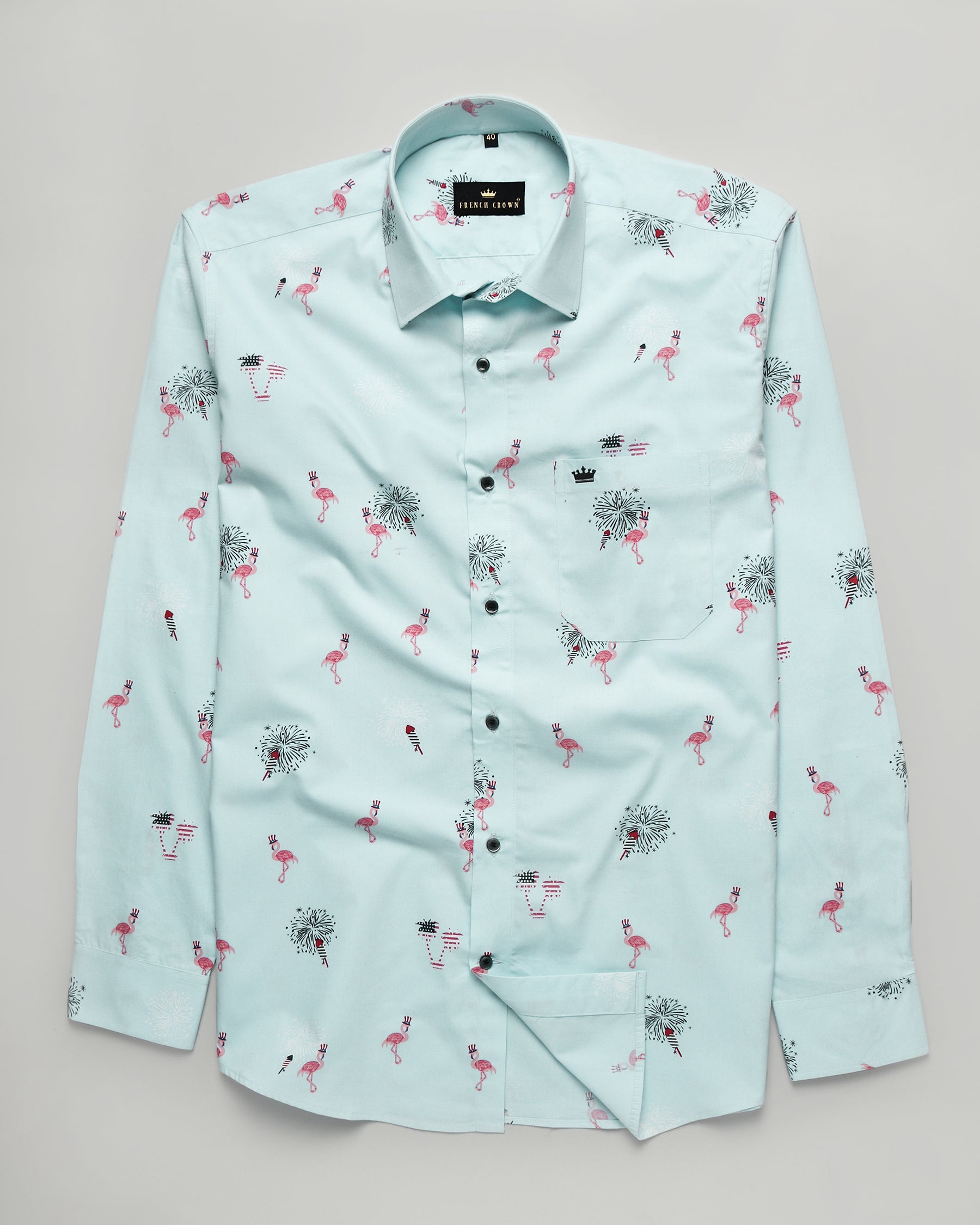 Sky Flamingo Printed Premium Brushed Cotton SHIRT