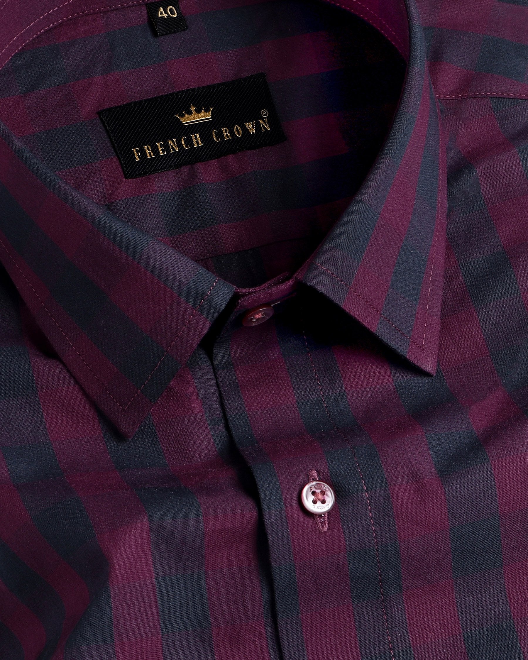 Boysenberry Checked Premium Cotton Shirt