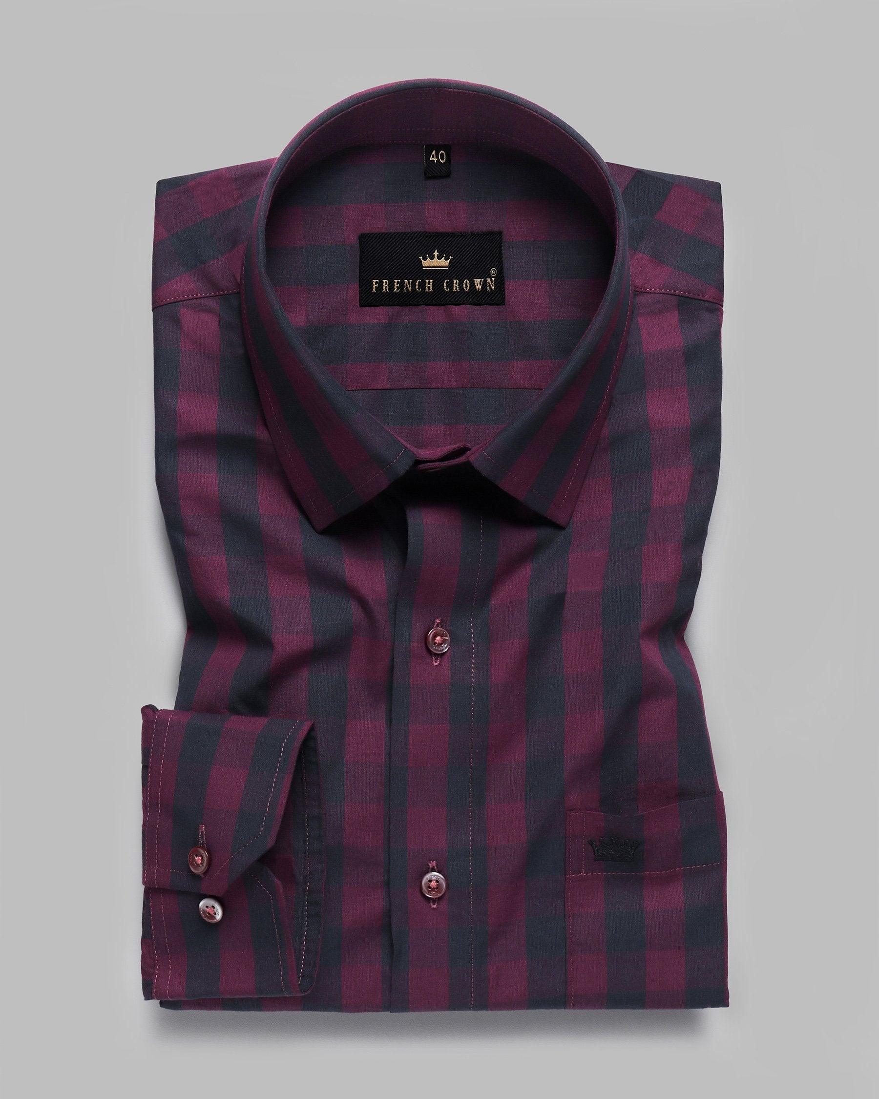 Boysenberry Checked Premium Cotton Shirt
