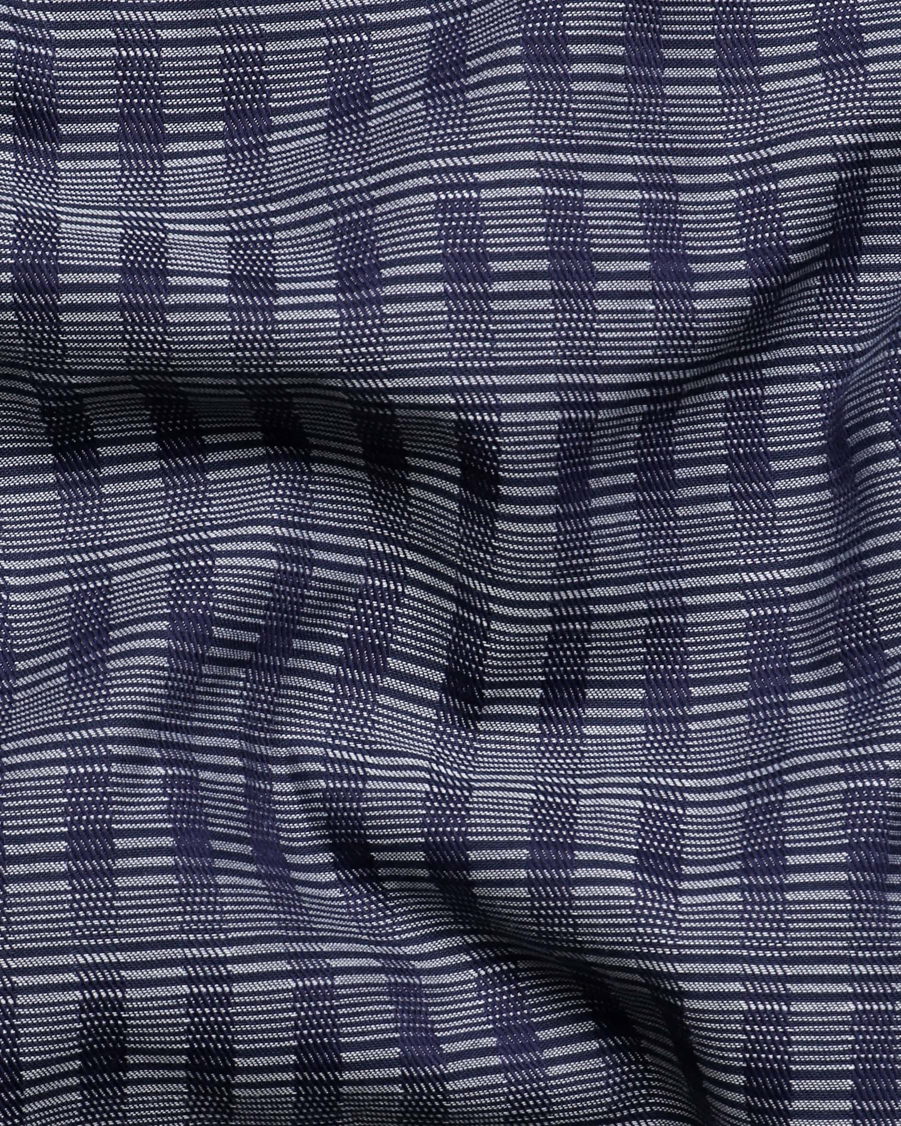Blue with Grey Dobby Checked Giza Cotton shirt