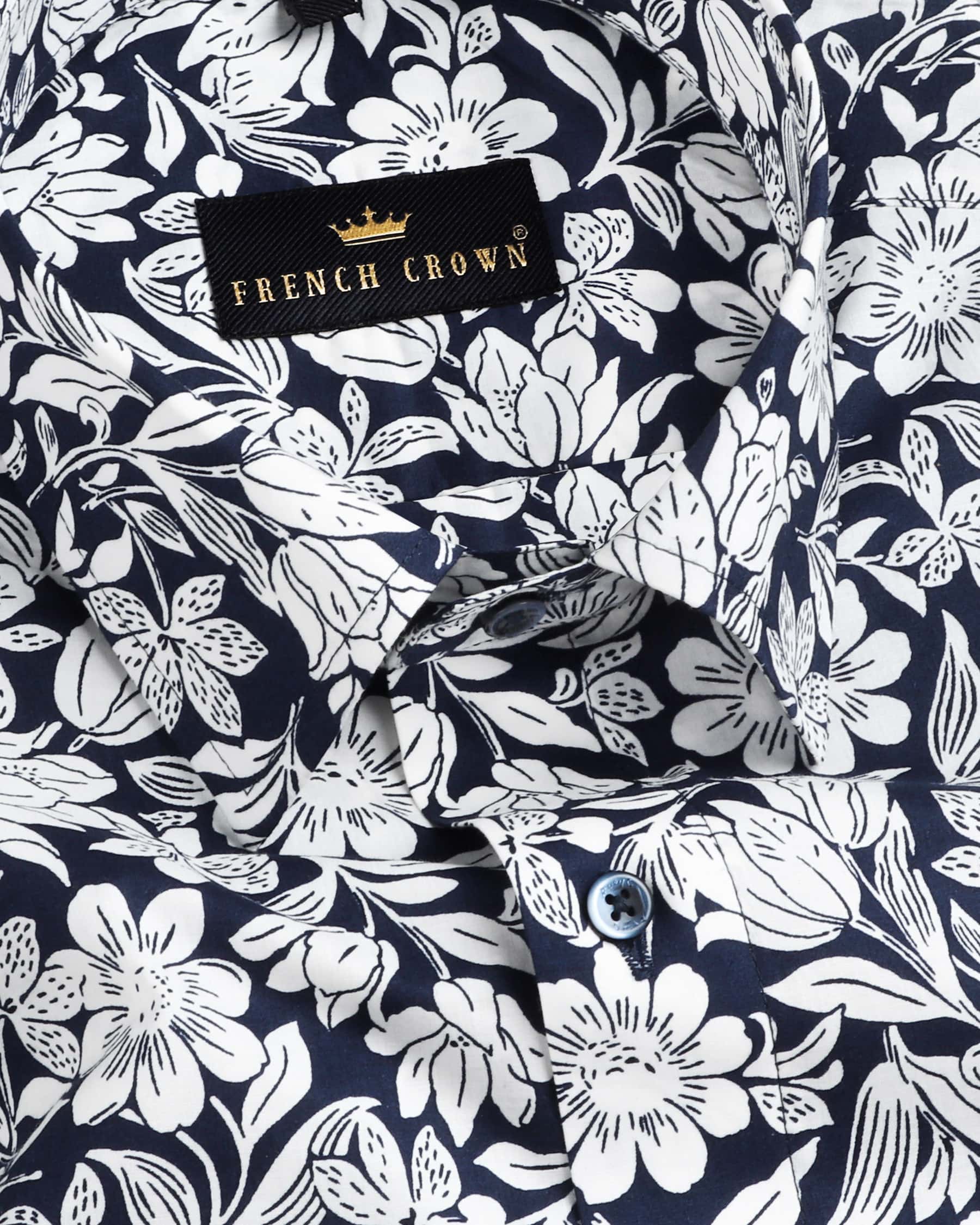 Navy Flowers Printed Premium Cotton Shirt 3495BLE-H-44, 3495BLE-38, 3495BLE-39, 3495BLE-H-39, 3495BLE-40, 3495BLE-H-38, 3495BLE-H-40, 3495BLE-H-42, 3495BLE-42, 3495BLE-44, 3495BLE-46, 3495BLE-H-48, 3495BLE-H-46, 3495BLE-48, 3495BLE-H-52, 3495BLE-50, 3495BLE-H-50, 3495BLE-52