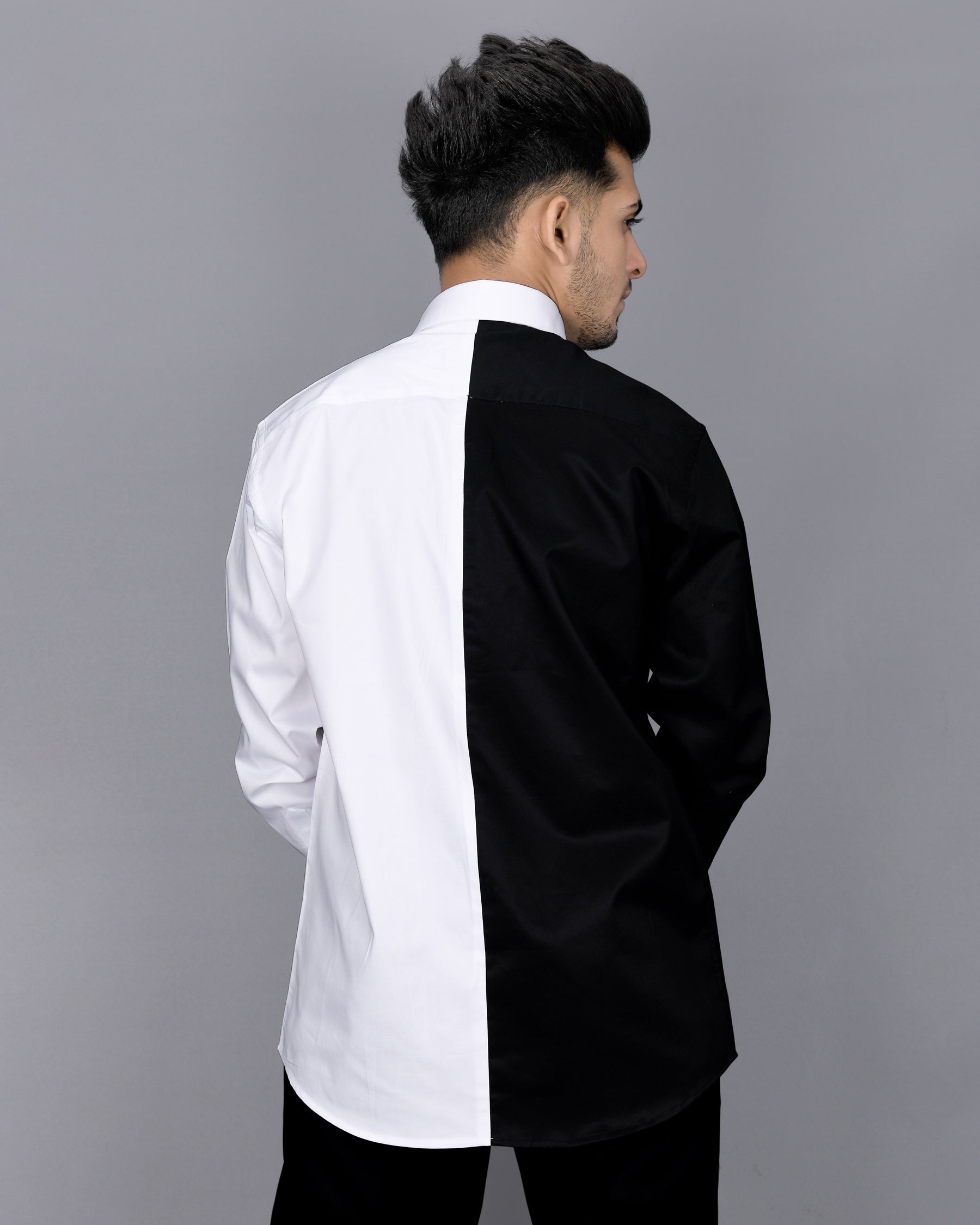 Half white and Half Black Subtle Sheen Premium Cotton Shirt 4265-BLK-P28-38, 4265-BLK-P28-H-38, 4265-BLK-P28-39, 4265-BLK-P28-H-39, 4265-BLK-P28-40, 4265-BLK-P28-H-40, 4265-BLK-P28-42, 4265-BLK-P28-H-42, 4265-BLK-P28-44, 4265-BLK-P28-H-44, 4265-BLK-P28-46, 4265-BLK-P28-H-46, 4265-BLK-P28-48, 4265-BLK-P28-H-48, 4265-BLK-P28-50, 4265-BLK-P28-H-50, 4265-BLK-P28-52, 4265-BLK-P28-H-52