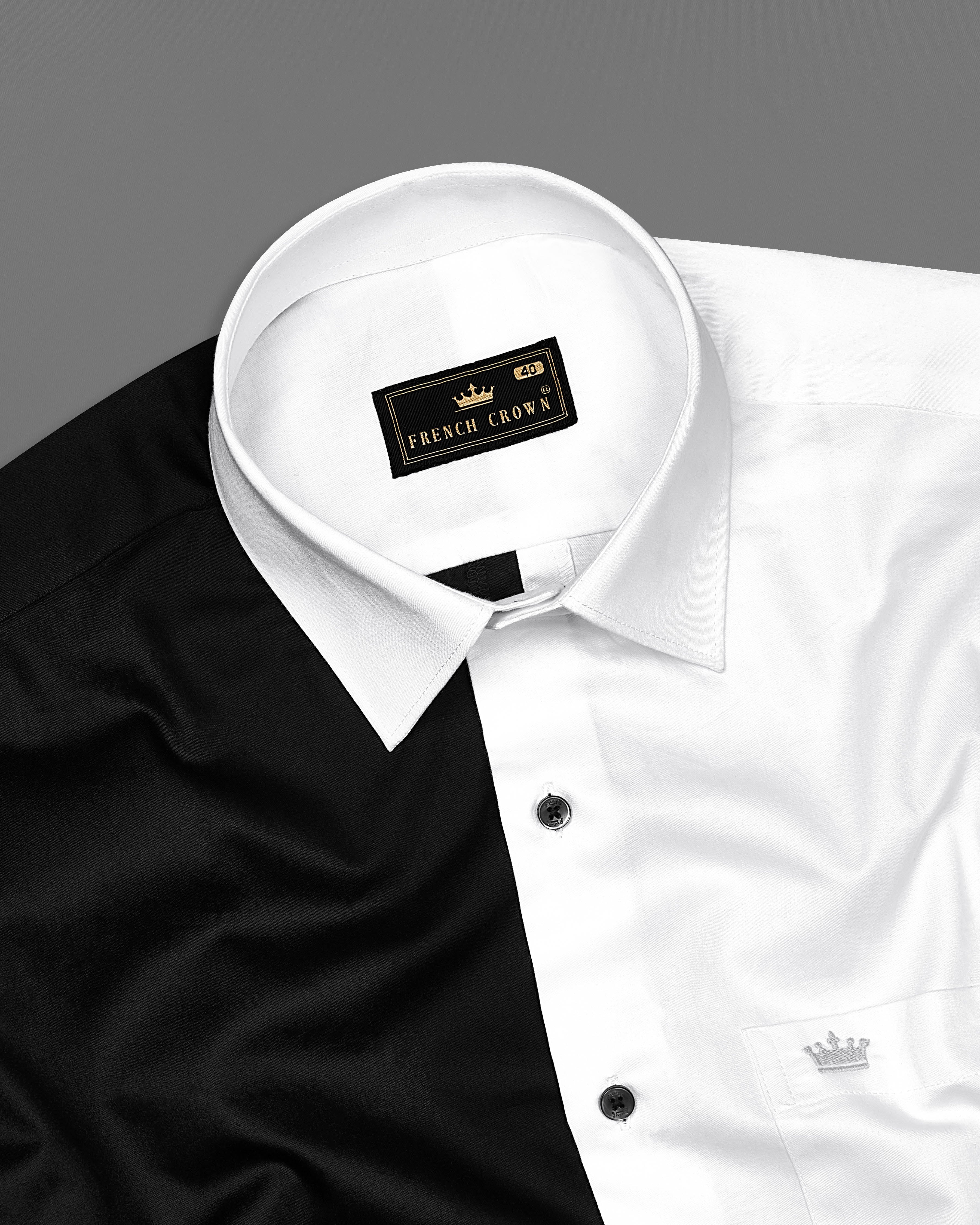 Half white and Half Black Subtle Sheen Premium Cotton Shirt 4265-BLK-P28-38, 4265-BLK-P28-H-38, 4265-BLK-P28-39, 4265-BLK-P28-H-39, 4265-BLK-P28-40, 4265-BLK-P28-H-40, 4265-BLK-P28-42, 4265-BLK-P28-H-42, 4265-BLK-P28-44, 4265-BLK-P28-H-44, 4265-BLK-P28-46, 4265-BLK-P28-H-46, 4265-BLK-P28-48, 4265-BLK-P28-H-48, 4265-BLK-P28-50, 4265-BLK-P28-H-50, 4265-BLK-P28-52, 4265-BLK-P28-H-52