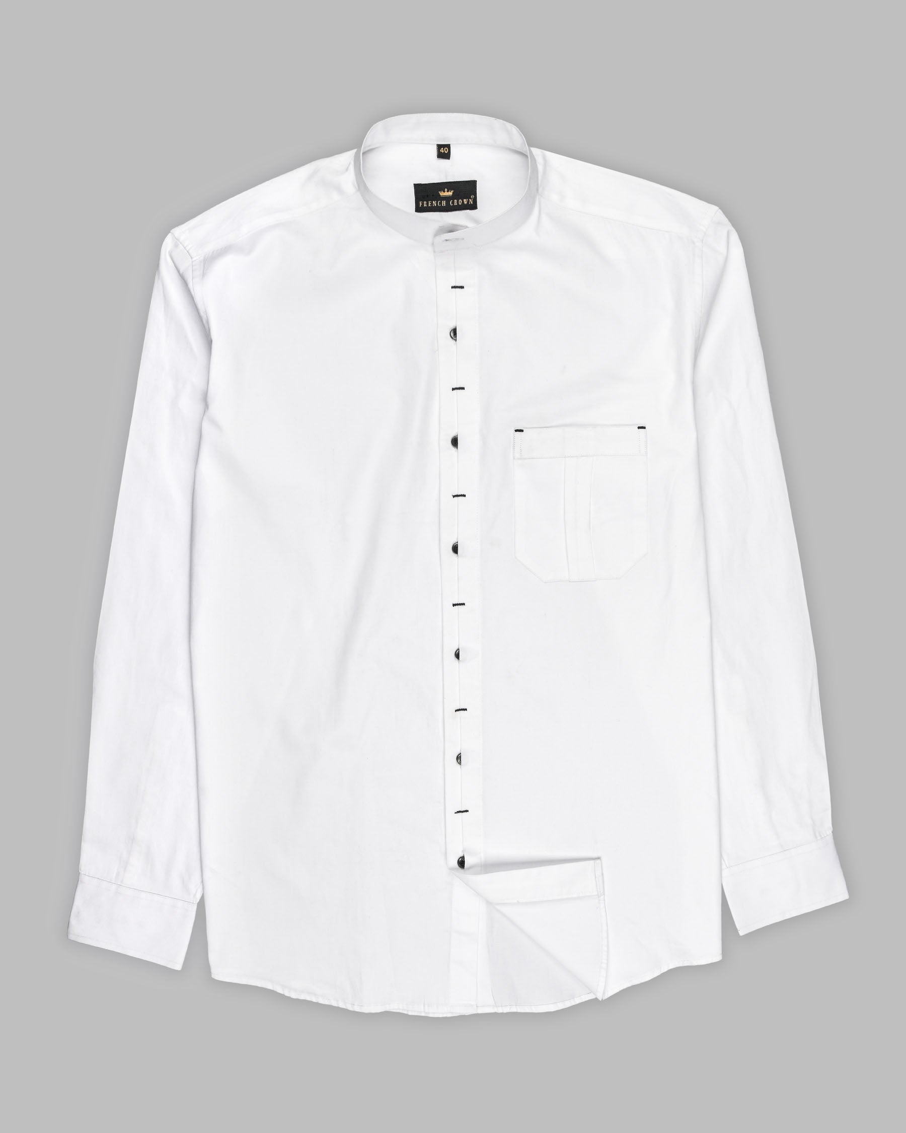 Bright White Subtle Sheen Mandarin Collar Designer Shirt 4360-M-BLK-P32-38, 4360-M-BLK-P32-H-38, 4360-M-BLK-P32-39, 4360-M-BLK-P32-H-39, 4360-M-BLK-P32-40, 4360-M-BLK-P32-H-40, 4360-M-BLK-P32-42, 4360-M-BLK-P32-H-42, 4360-M-BLK-P32-44, 4360-M-BLK-P32-H-44, 4360-M-BLK-P32-46, 4360-M-BLK-P32-H-46, 4360-M-BLK-P32-48, 4360-M-BLK-P32-H-48, 4360-M-BLK-P32-50, 4360-M-BLK-P32-H-50, 4360-M-BLK-P32-52, 4360-M-BLK-P32-H-52