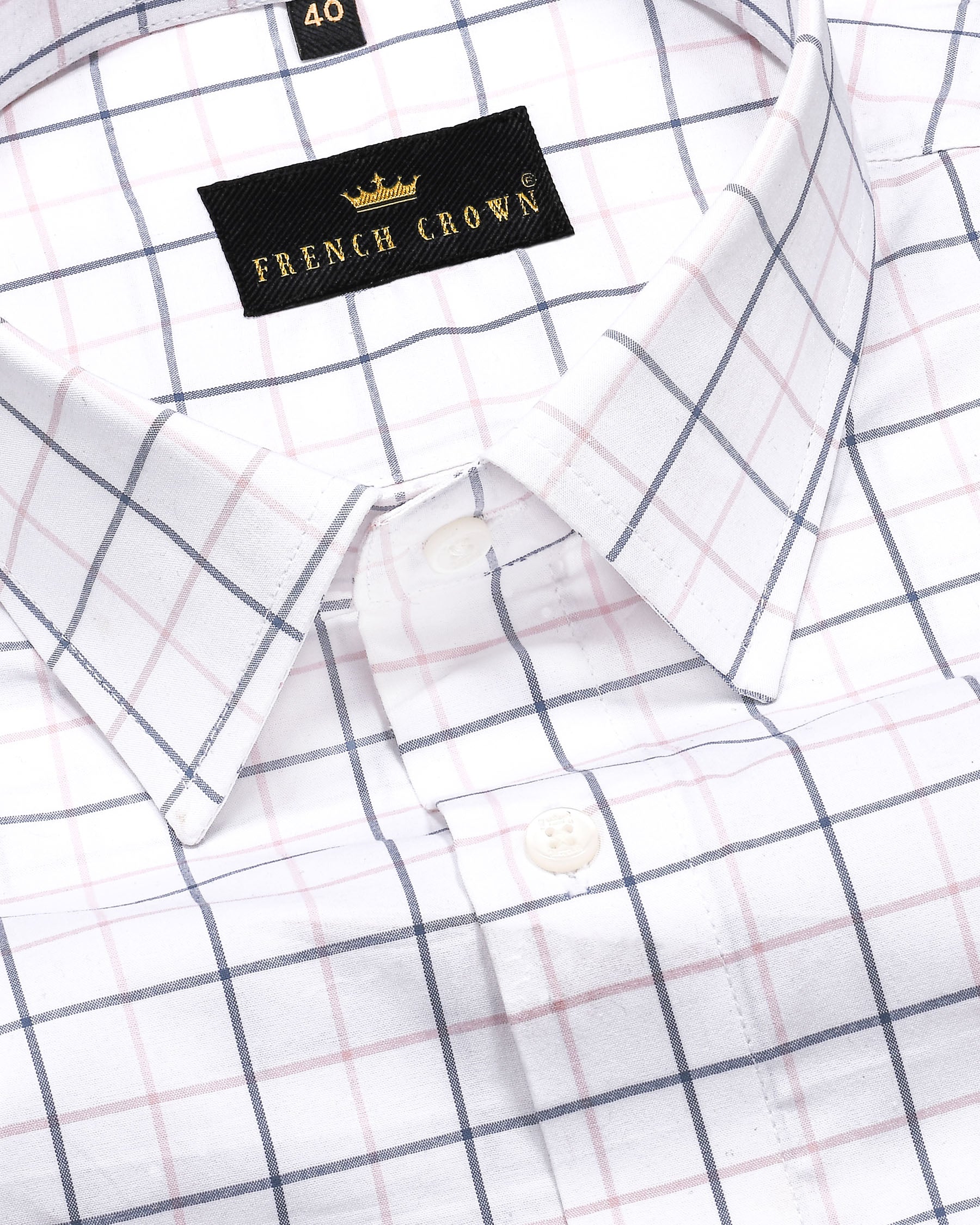 White with Pink and Grey Windowpane Premium Poplin Shirt 4368-38, 4368-H-38, 4368-39, 4368-H-39, 4368-40, 4368-H-40, 4368-42, 4368-H-42, 4368-46, 4368-44, 4368-H-44, 4368-H-46, 4368-H-48, 4368-H-52, 4368-H-50, 4368-52, 4368-50, 4368-48
