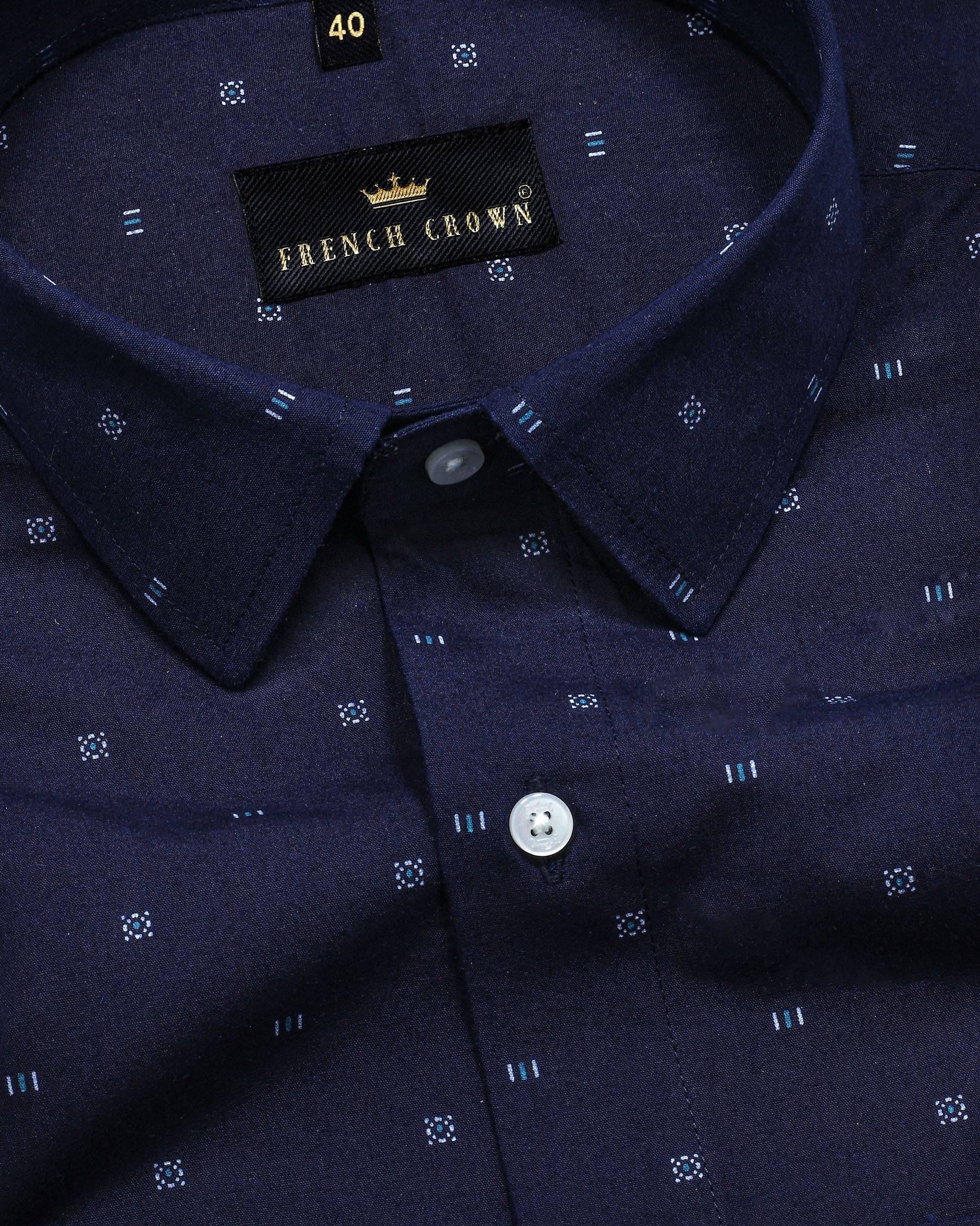 Navy Printed Premium Cotton Shirt 4392-38, 4392-H-38, 4392-39, 4392-H-39, 4392-40, 4392-H-40, 4392-42, 4392-44, 4392-H-44, 4392-46, 4392-H-46, 4392-48, 4392-H-48, 4392-50, 4392-H-50, 4392-52, 4392-H-52, 4392-H-42