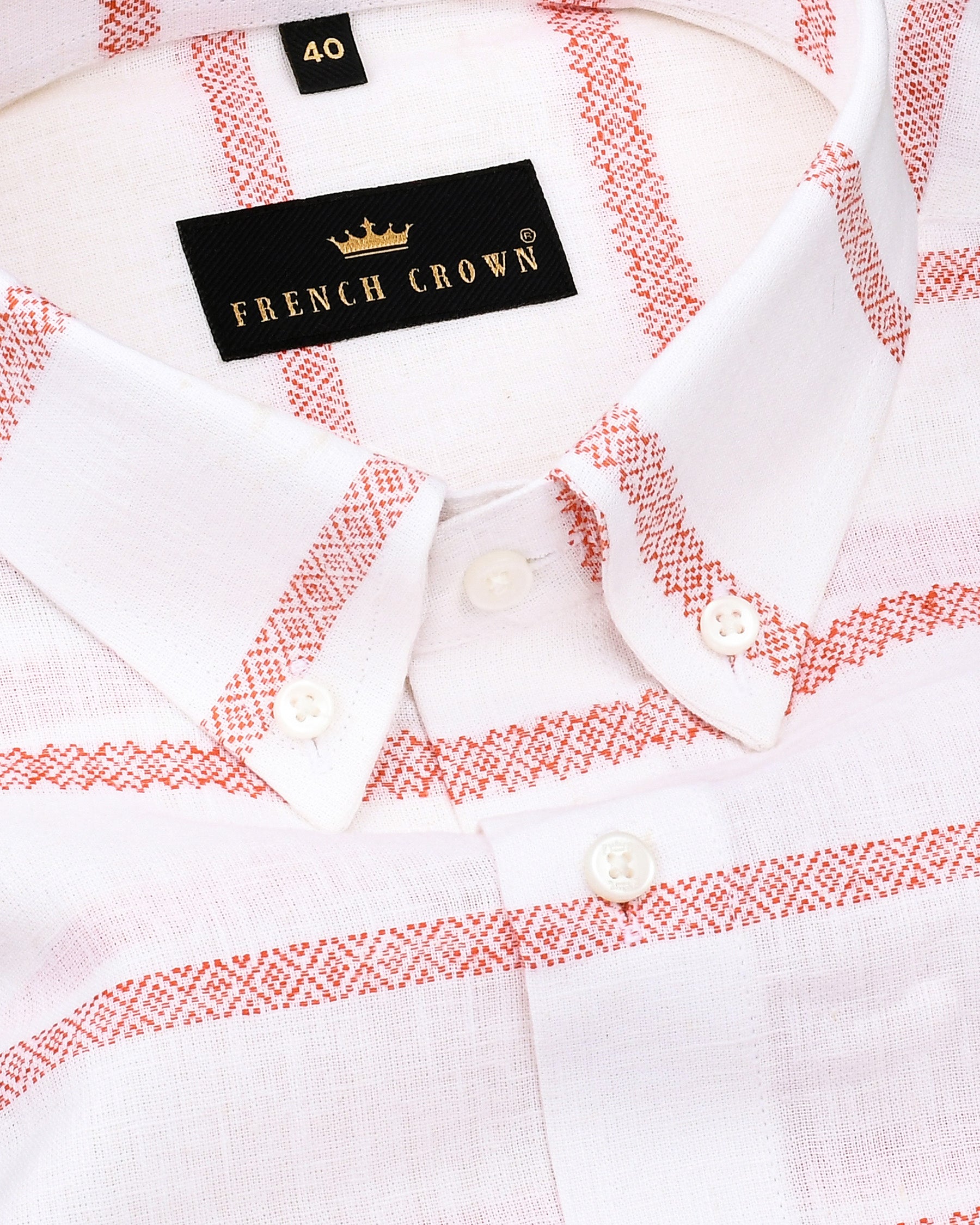 Off white with Orange Striped Button-Down Luxurious Linen Shirt 4428-BD-38, 4428-BD-H-38, 4428-BD-52, 4428-BD-H-44, 4428-BD-46, 4428-BD-H-46, 4428-BD-48, 4428-BD-H-48, 4428-BD-H-40, 4428-BD-42, 4428-BD-H-42, 4428-BD-44, 4428-BD-H-52, 4428-BD-39, 4428-BD-H-39, 4428-BD-40, 4428-BD-50, 4428-BD-H-50