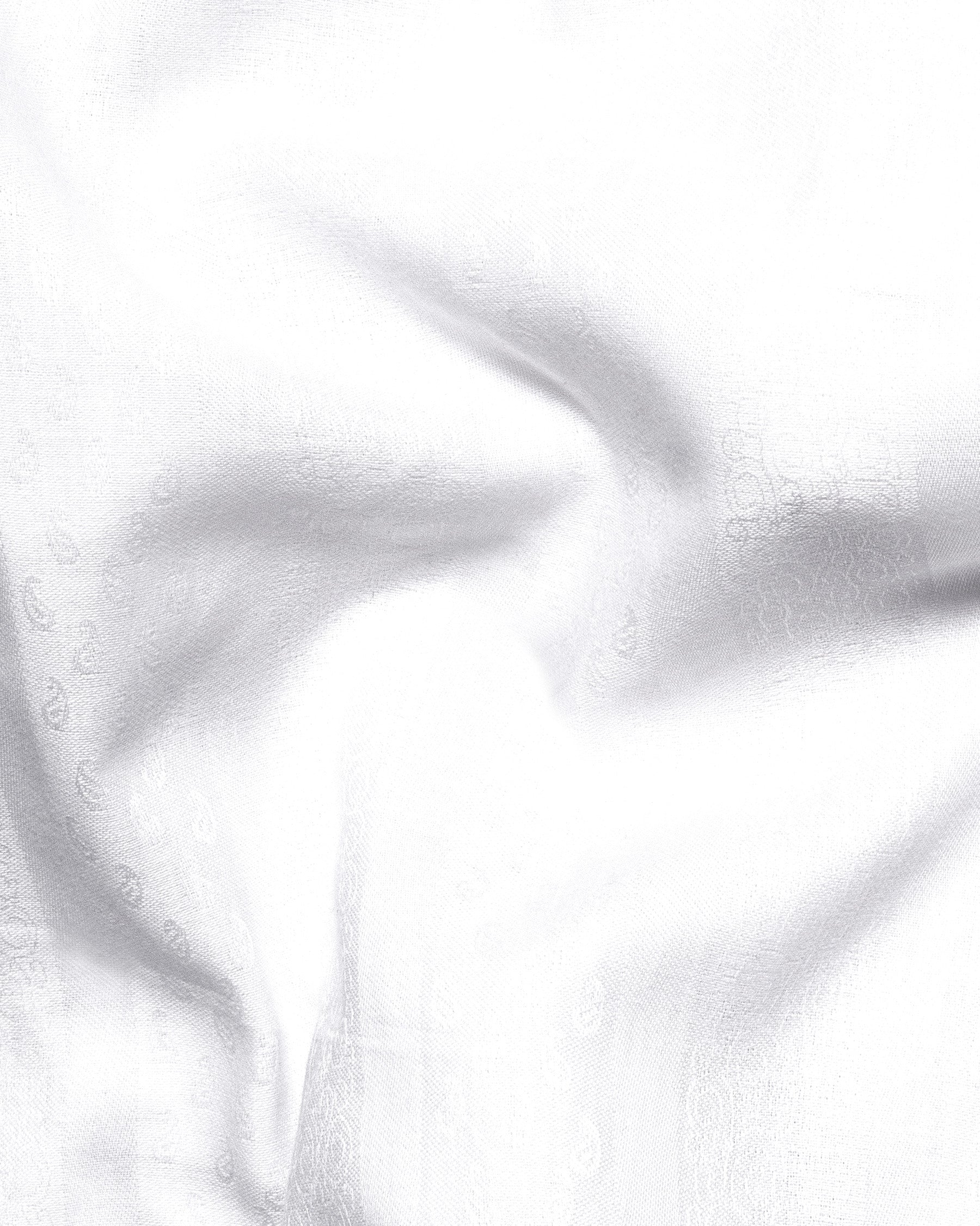 Bright White Jacquard Textured Premium Giza Cotton Shirt