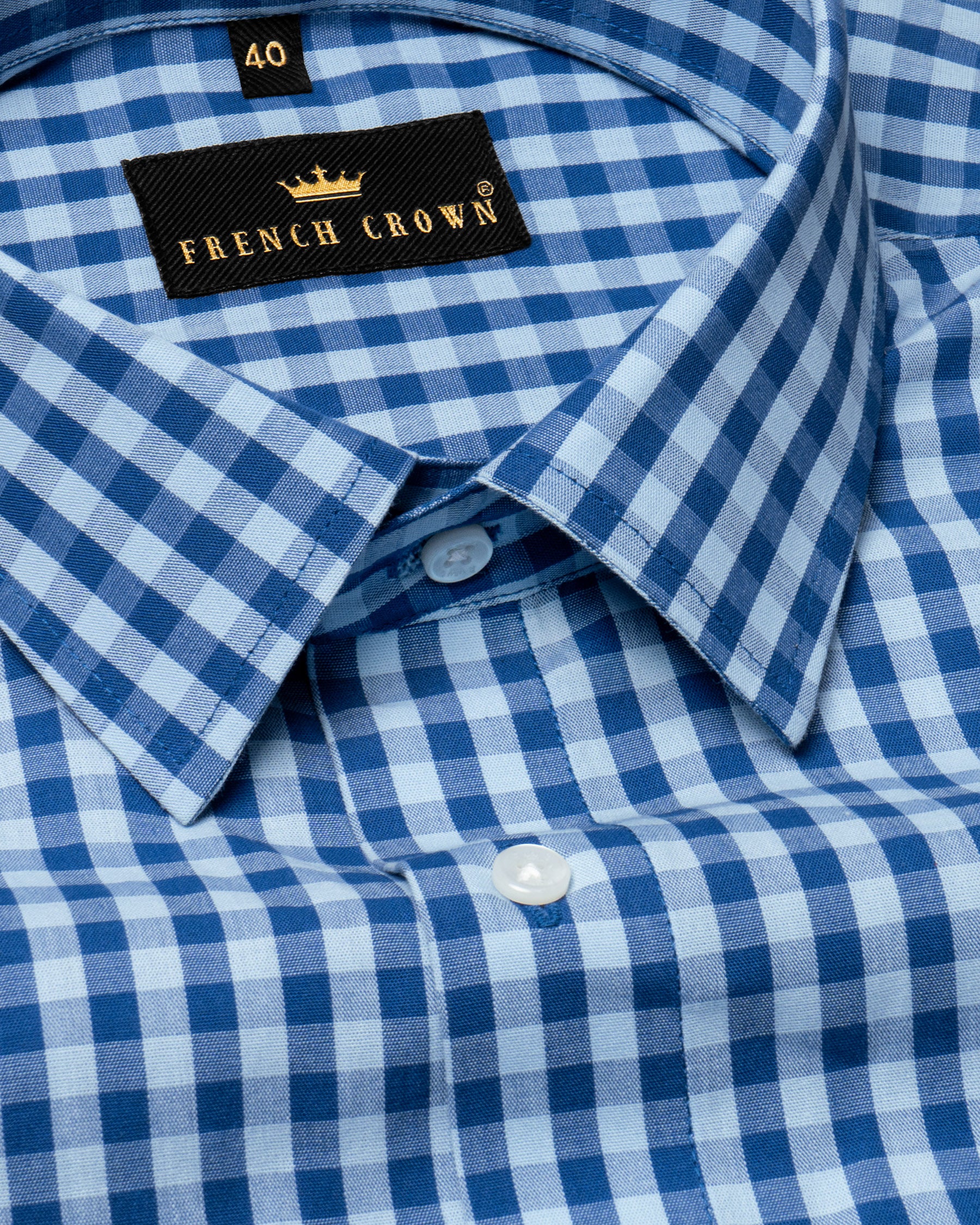 Columbia Blue and Catalina Blue Gingham Premium Cotton Shirt 4681-H-38, 4681-H-39, 4681-H-42, 4681-44, 4681-H-52, 4681-38, 4681-39, 4681-40, 4681-H-40, 4681-H-46, 4681-50, 4681-48, 4681-42, 4681-H-44, 4681-46, 4681-H-48, 4681-H-50, 4681-52
