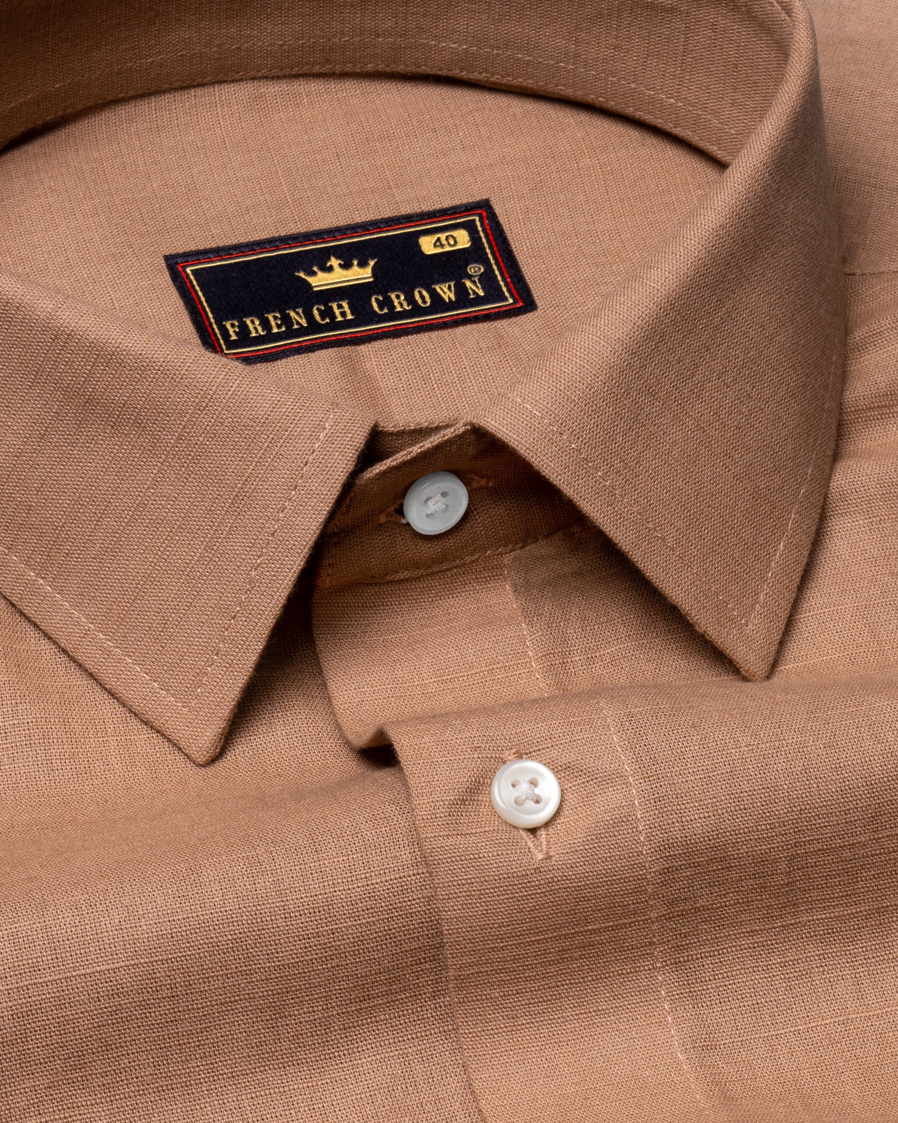 Sandal Brown Luxurious Linen Shirt 4698-38, 4698-H-38, 4698-39, 4698-H-39, 4698-40, 4698-H-40, 4698-42, 4698-H-42, 4698-44, 4698-H-46, 4698-H-48, 4698-50, 4698-H-50, 4698-52, 4698-H-44, 4698-46, 4698-48, 4698-H-52