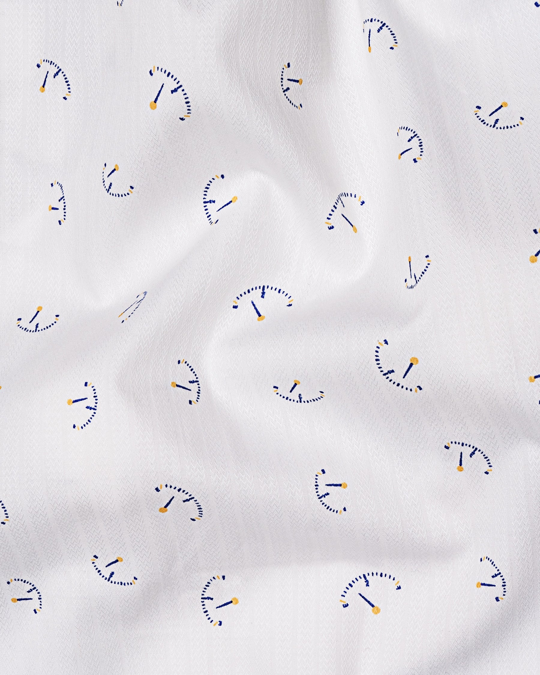Snow White Speedo Meter Print Dobby Textured Premium Giza Cotton Shirt