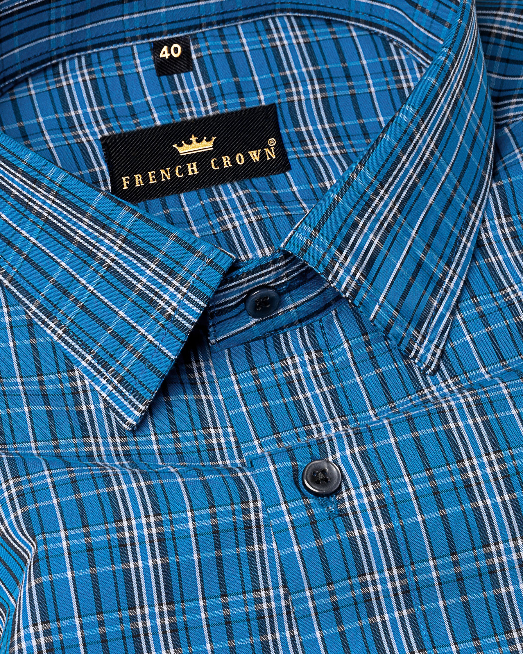 Fun Blue and Shark Black Plaid Premium Cotton Shirt 4874-BLK-38, 4874-BLK-H-38, 4874-BLK-39, 4874-BLK-H-39, 4874-BLK-40, 4874-BLK-H-40, 4874-BLK-42, 4874-BLK-H-42, 4874-BLK-44, 4874-BLK-H-44, 4874-BLK-46, 4874-BLK-H-46, 4874-BLK-48, 4874-BLK-H-48, 4874-BLK-50, 4874-BLK-H-50, 4874-BLK-52, 4874-BLK-H-52