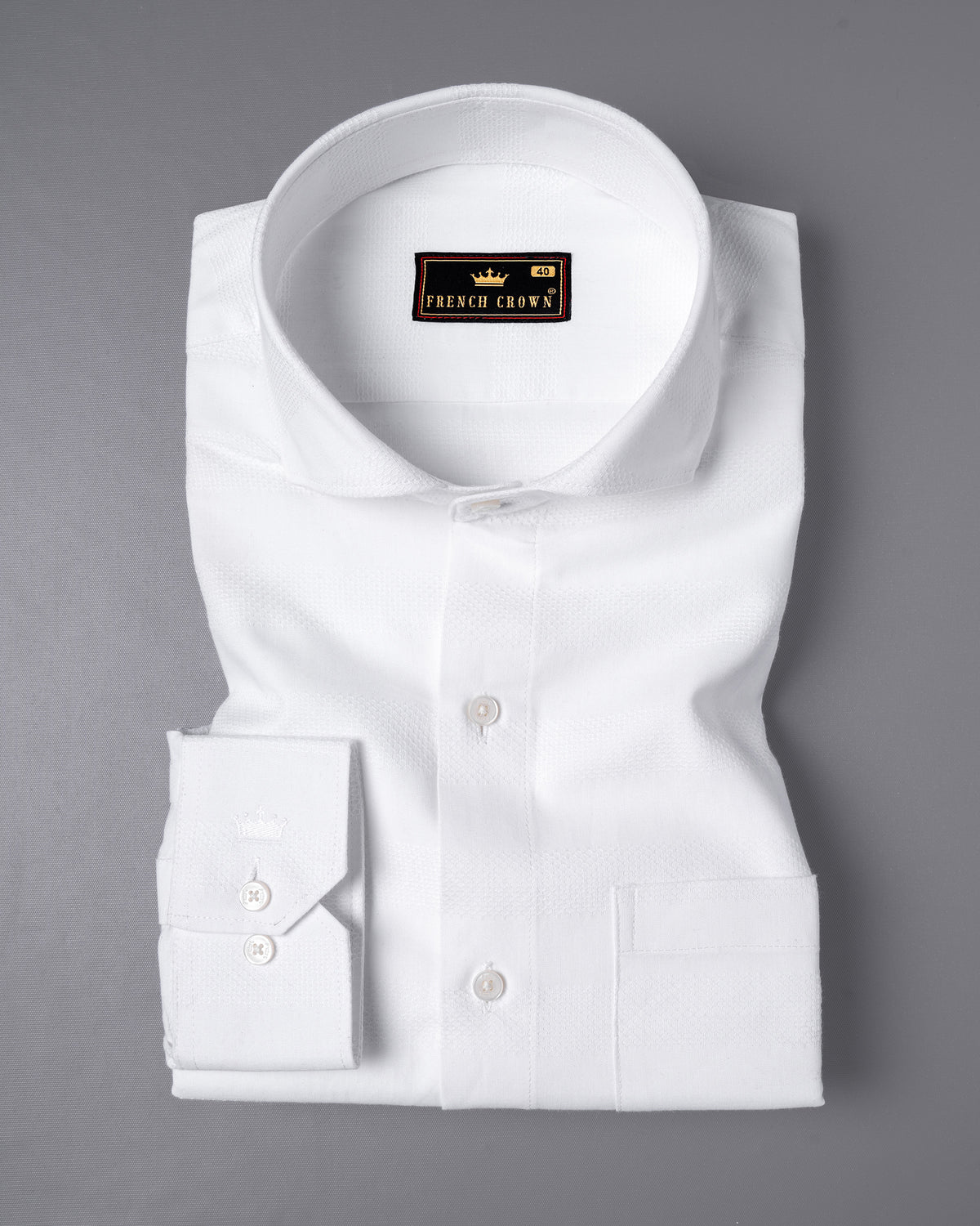 Bright white dobby striped Premium Cotton shirt