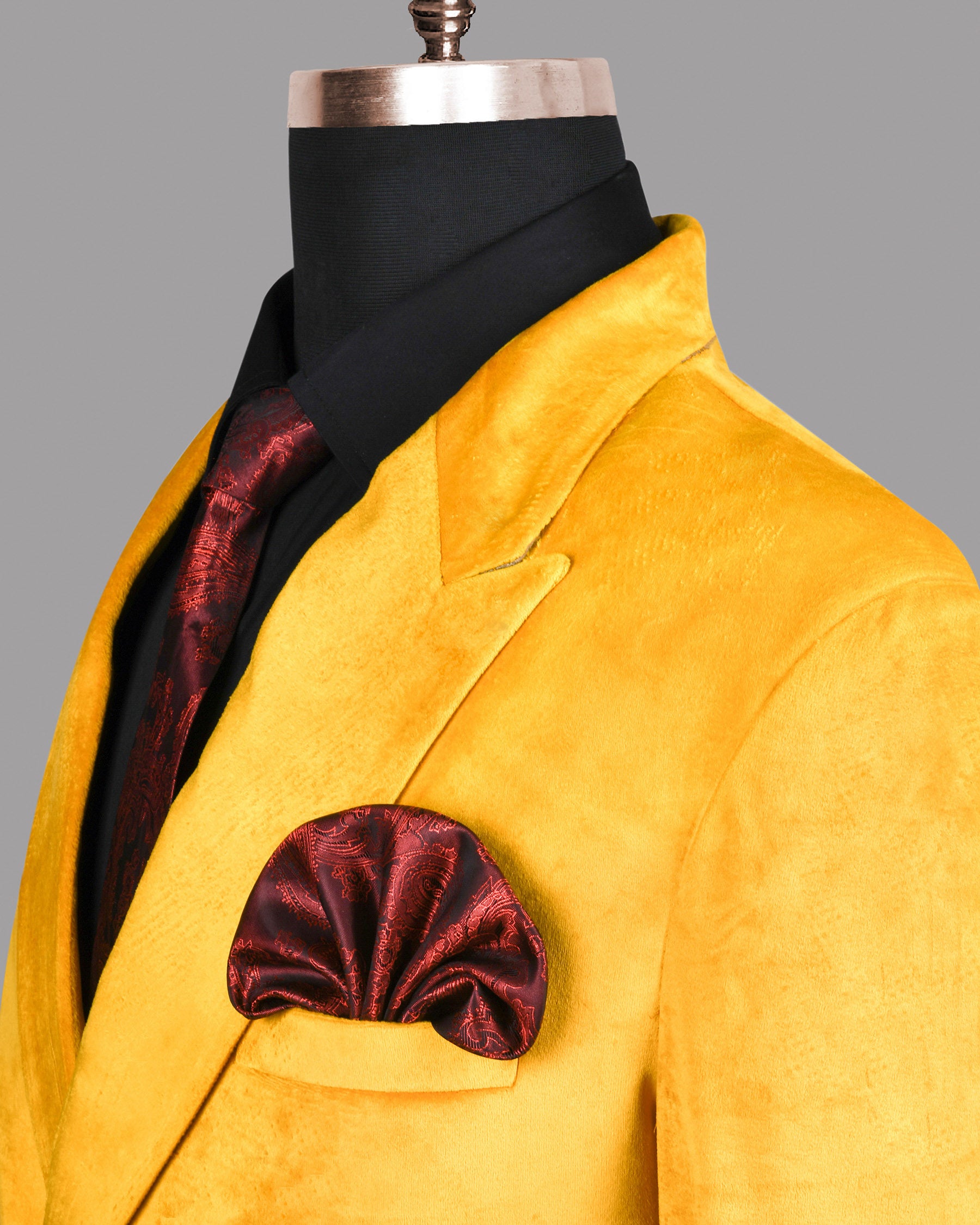 Mustard Velvet Finished Designer Double Breasted Suit