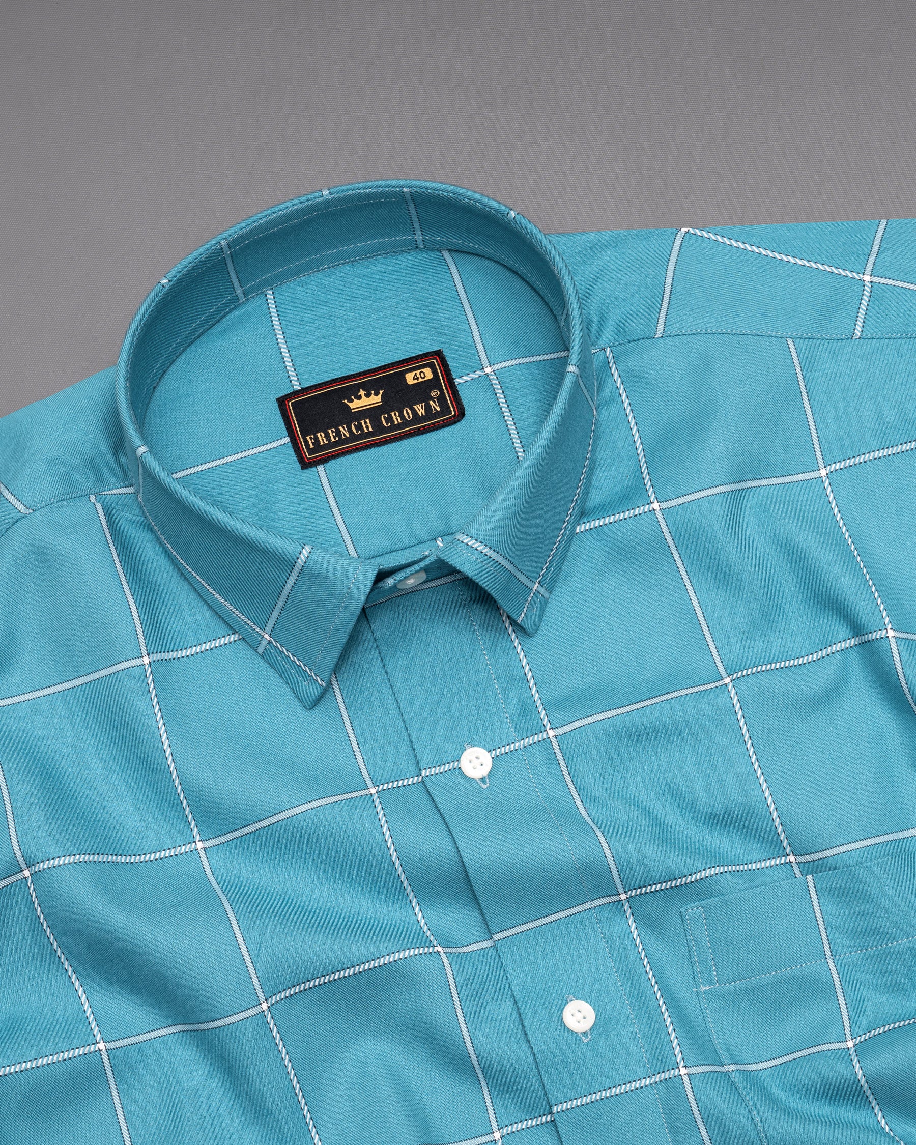 Viking Blue Twill Windowpane Premium Cotton Shirt 5118-38, 5118-H-38, 5118-39, 5118-H-39, 5118-40, 5118-H-40, 5118-42, 5118-H-42, 5118-44, 5118-H-44, 5118-46, 5118-H-46, 5118-48, 5118-H-48, 5118-50, 5118-H-50, 5118-52, 5118-H-52