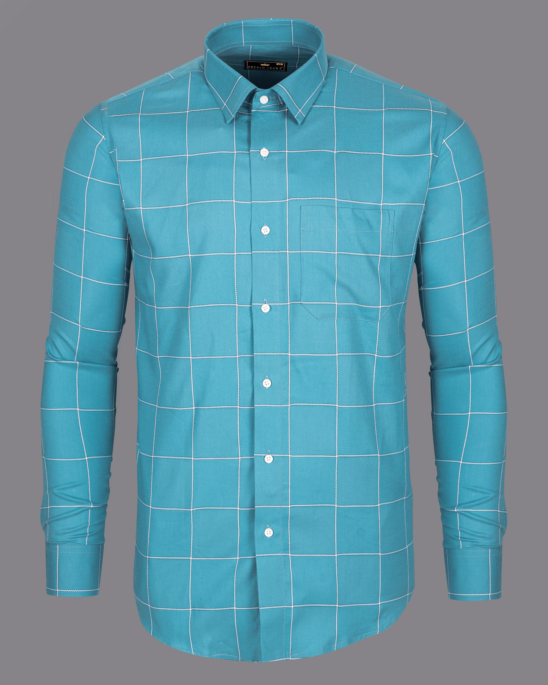Viking Blue Twill Windowpane Premium Cotton Shirt 5118-38, 5118-H-38, 5118-39, 5118-H-39, 5118-40, 5118-H-40, 5118-42, 5118-H-42, 5118-44, 5118-H-44, 5118-46, 5118-H-46, 5118-48, 5118-H-48, 5118-50, 5118-H-50, 5118-52, 5118-H-52