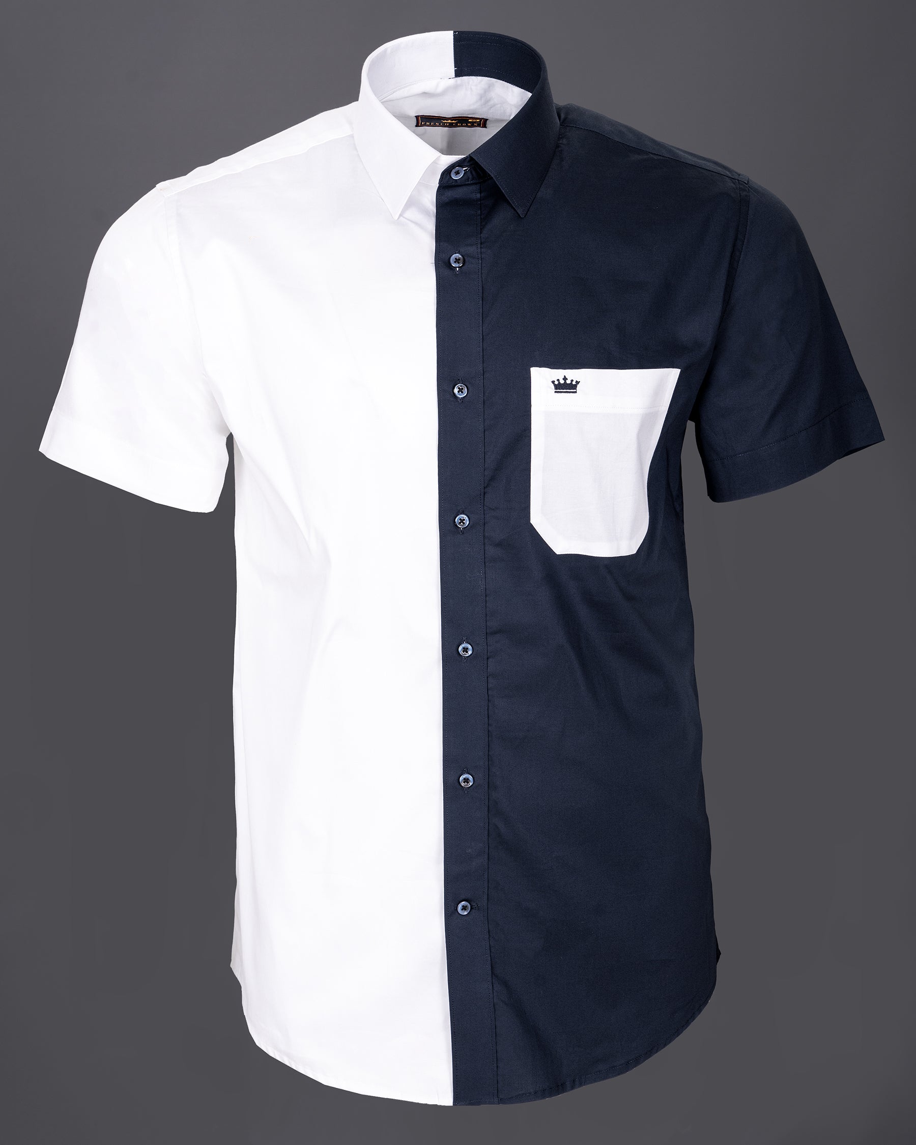 Bright White with navy Patterned Premium Cotton Shirt 5202-BLE-P80-H-38, 5202-BLE-P80-H-39, 5202-BLE-P80-H-40, 5202-BLE-P80-H-42, 5202-BLE-P80-H-44, 5202-BLE-P80-H-46, 5202-BLE-P80-H-48, 5202-BLE-P80-H-50, 5202-BLE-P80-H-52