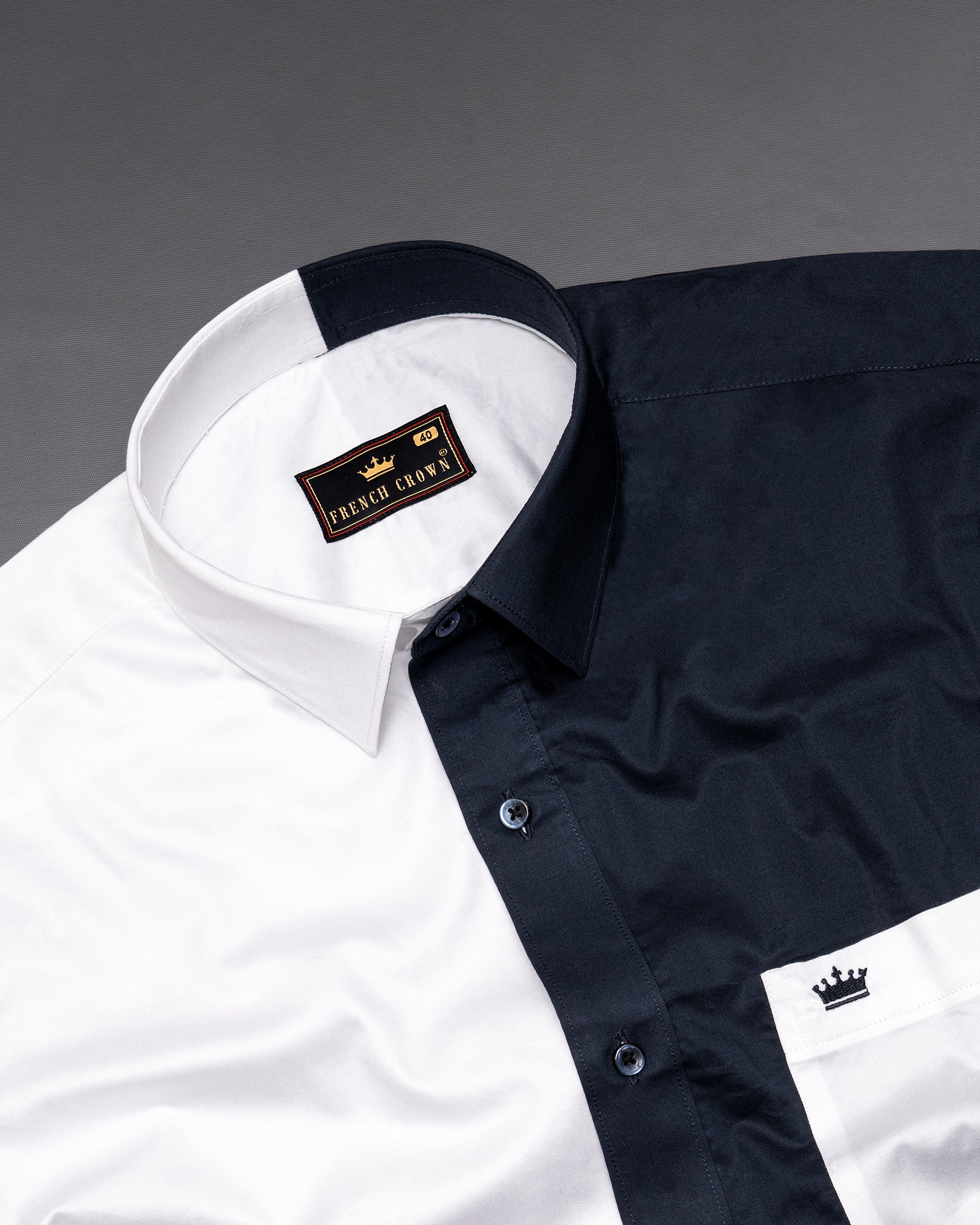 Bright White with navy Patterned Premium Cotton Shirt 5202-BLE-P80-H-38, 5202-BLE-P80-H-39, 5202-BLE-P80-H-40, 5202-BLE-P80-H-42, 5202-BLE-P80-H-44, 5202-BLE-P80-H-46, 5202-BLE-P80-H-48, 5202-BLE-P80-H-50, 5202-BLE-P80-H-52